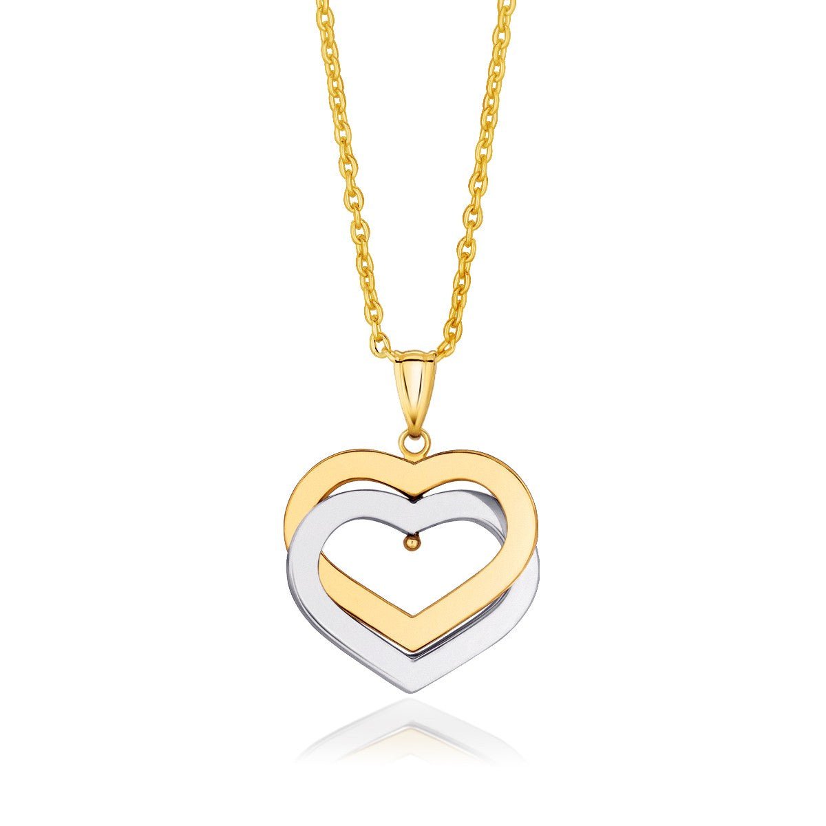 14k Two-Tone Gold Intertwined Hearts Pendant - ThisandThatShoppe