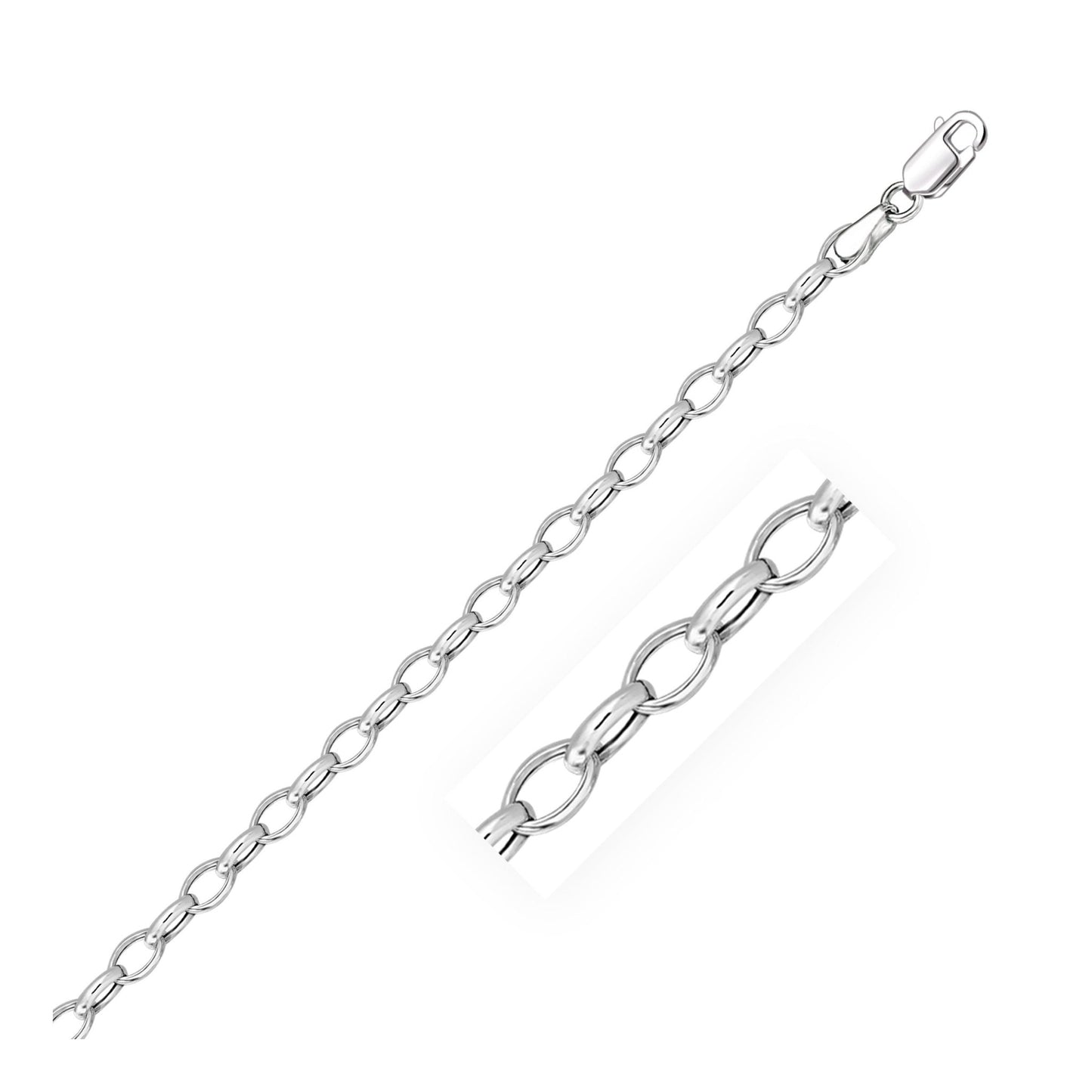 14k White Gold Oval Rolo Bracelet (4.60 mm) - ThisandThatShoppe