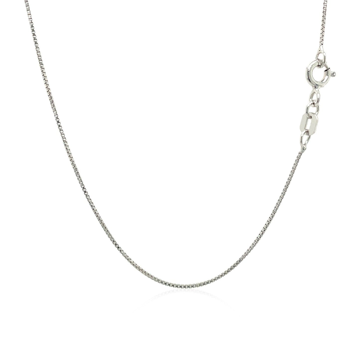 Sterling Silver Rhodium Plated Box Chain 0.7mm - ThisandThatShoppe