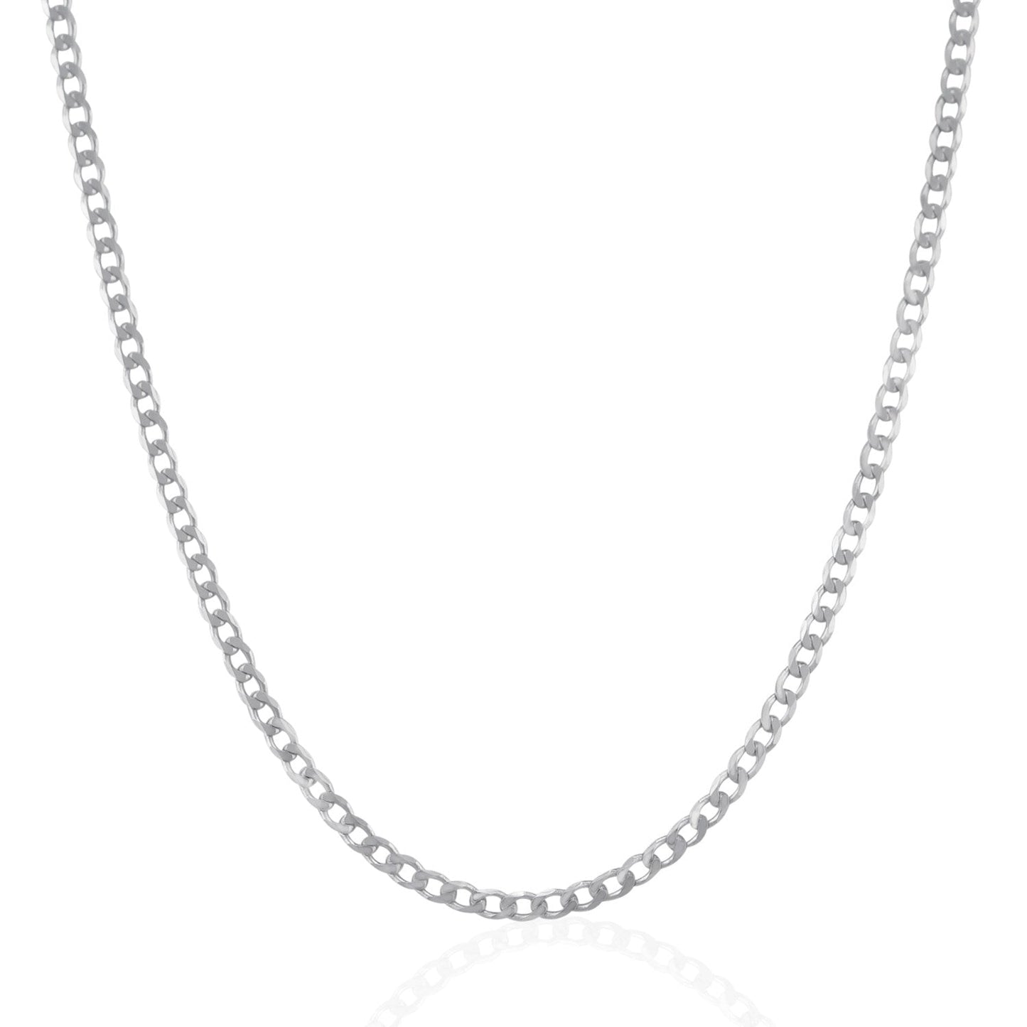Rhodium Plated 3.0mm Sterling Silver Curb Style Chain - ThisandThatShoppe