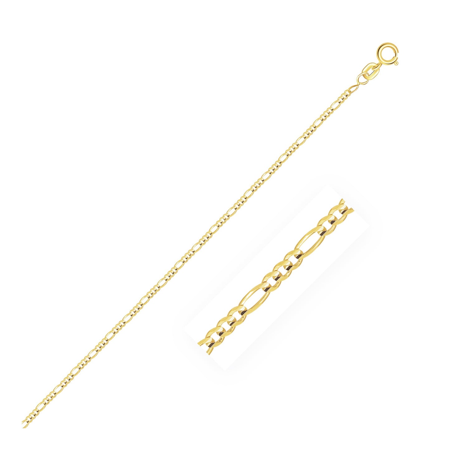 14k Yellow Gold Solid Figaro Chain 1.3mm - ThisandThatShoppe