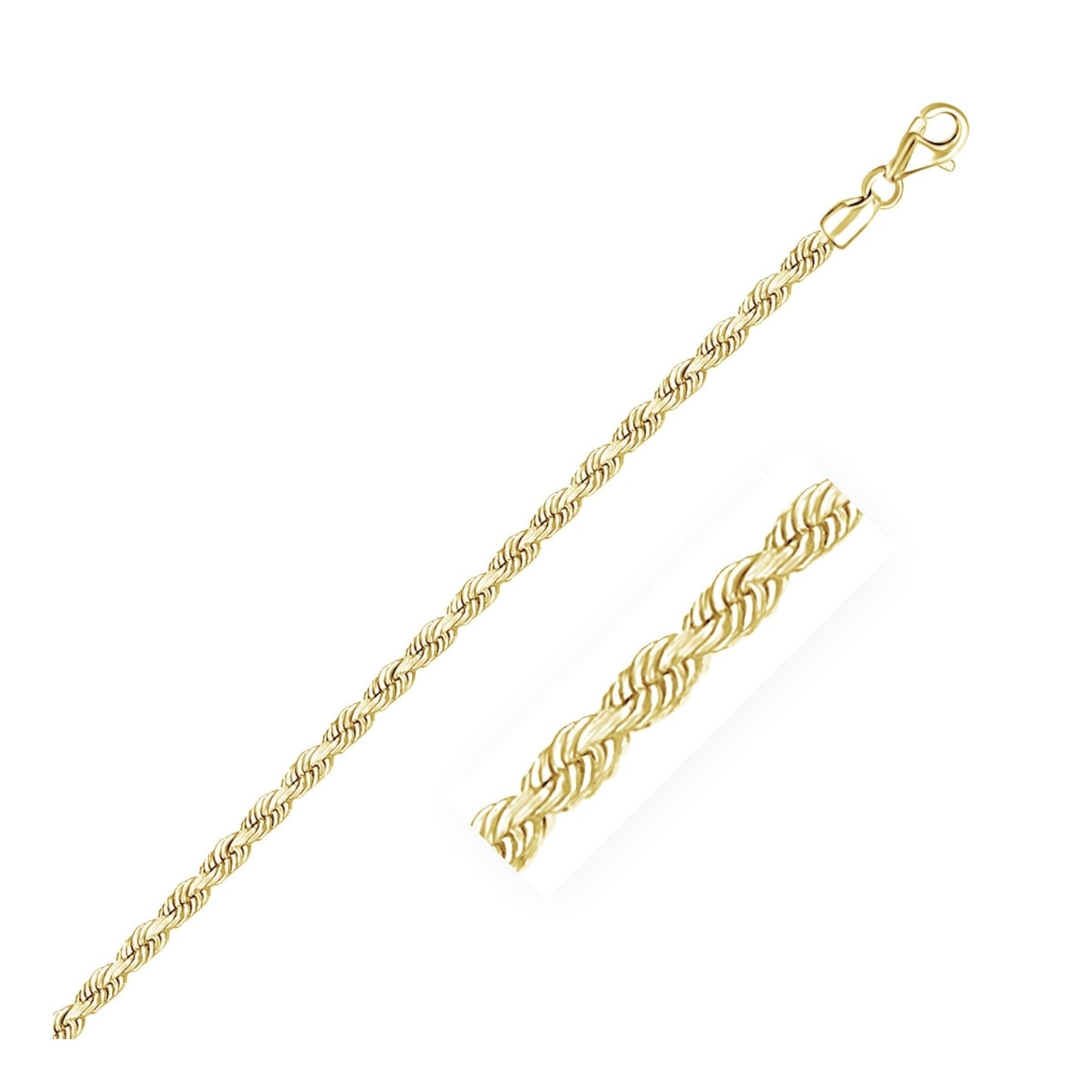 10k Yellow Gold Solid Diamond Cut Rope Chain (3.00 mm) - ThisandThatShoppe
