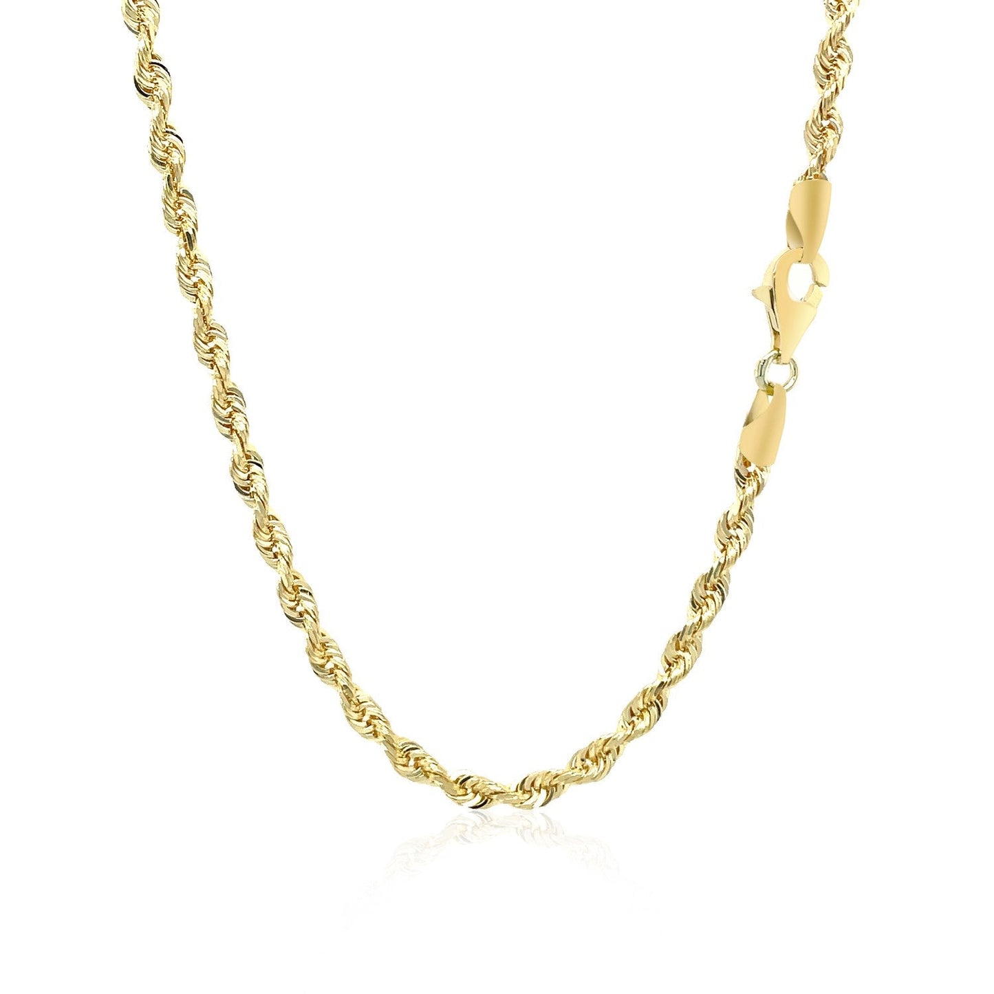 3.0mm 10k Yellow Gold Solid Diamond Cut Rope Chain - ThisandThatShoppe