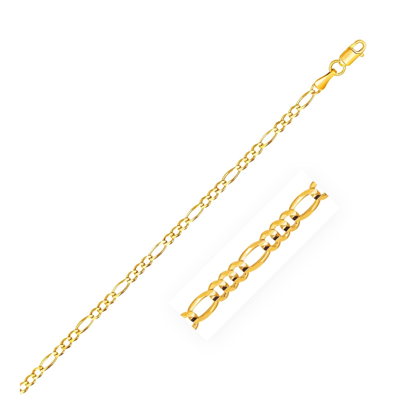 14k Yellow Gold Solid Figaro Bracelet (2.80 mm) - ThisandThatShoppe
