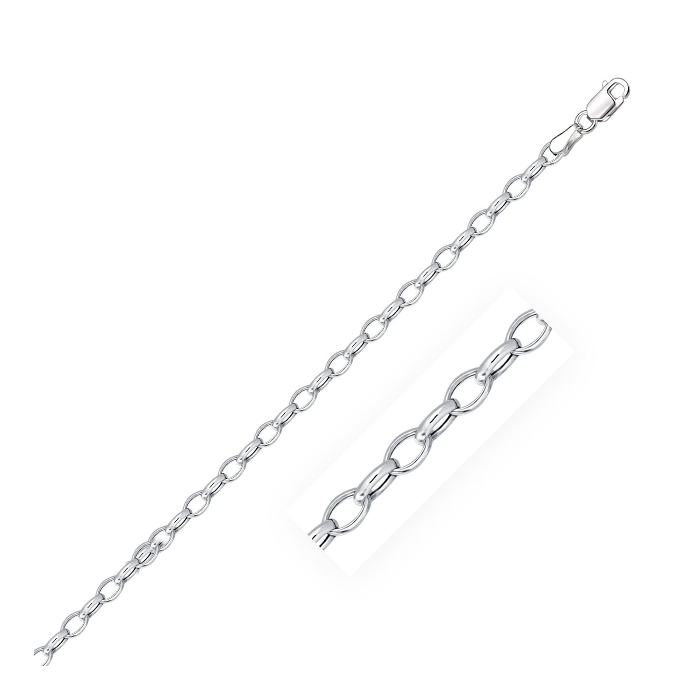 3.2mm 14k White Gold Oval Rolo Bracelet - ThisandThatShoppe