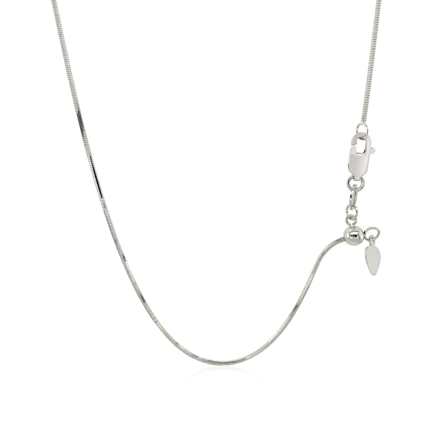 14k White Gold Adjustable Snake Chain (0.80 mm) - ThisandThatShoppe