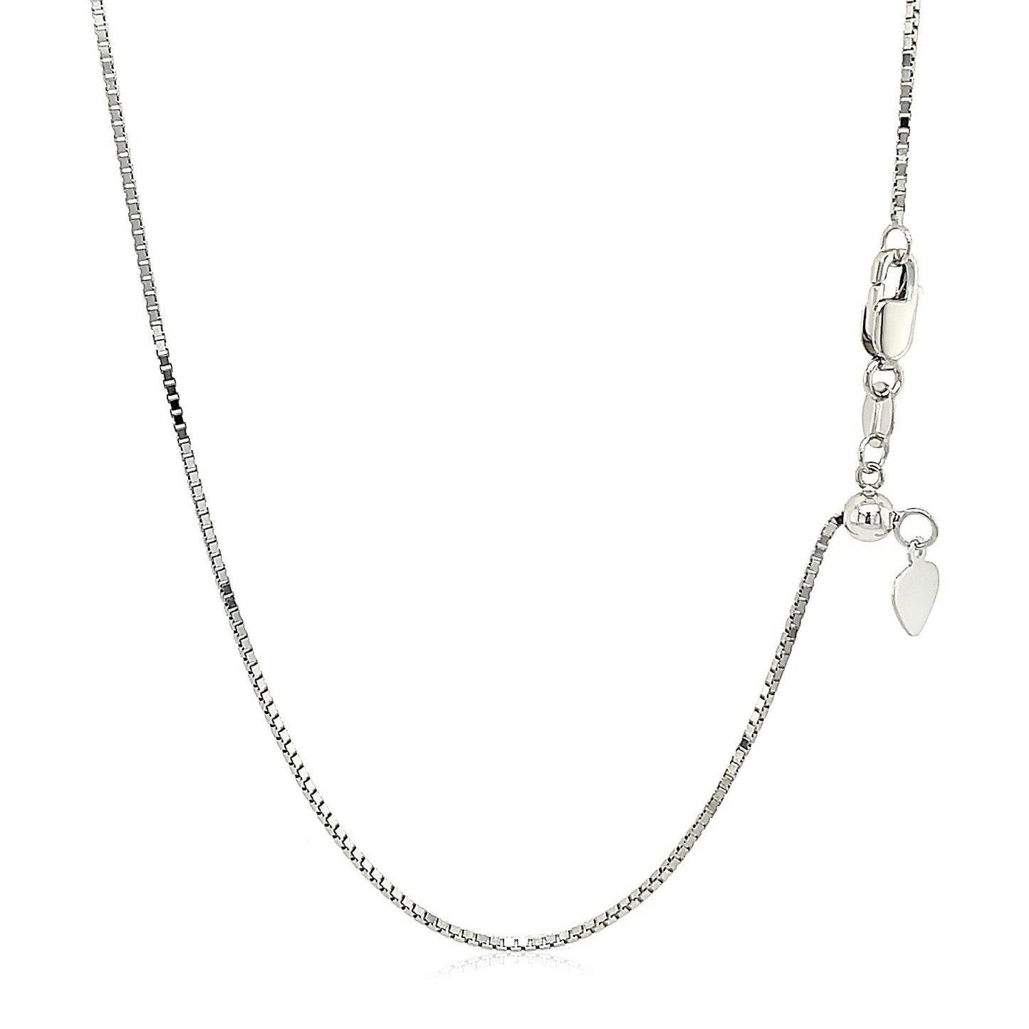 10k White Gold Adjustable Box Chain (0.85 mm) - ThisandThatShoppe