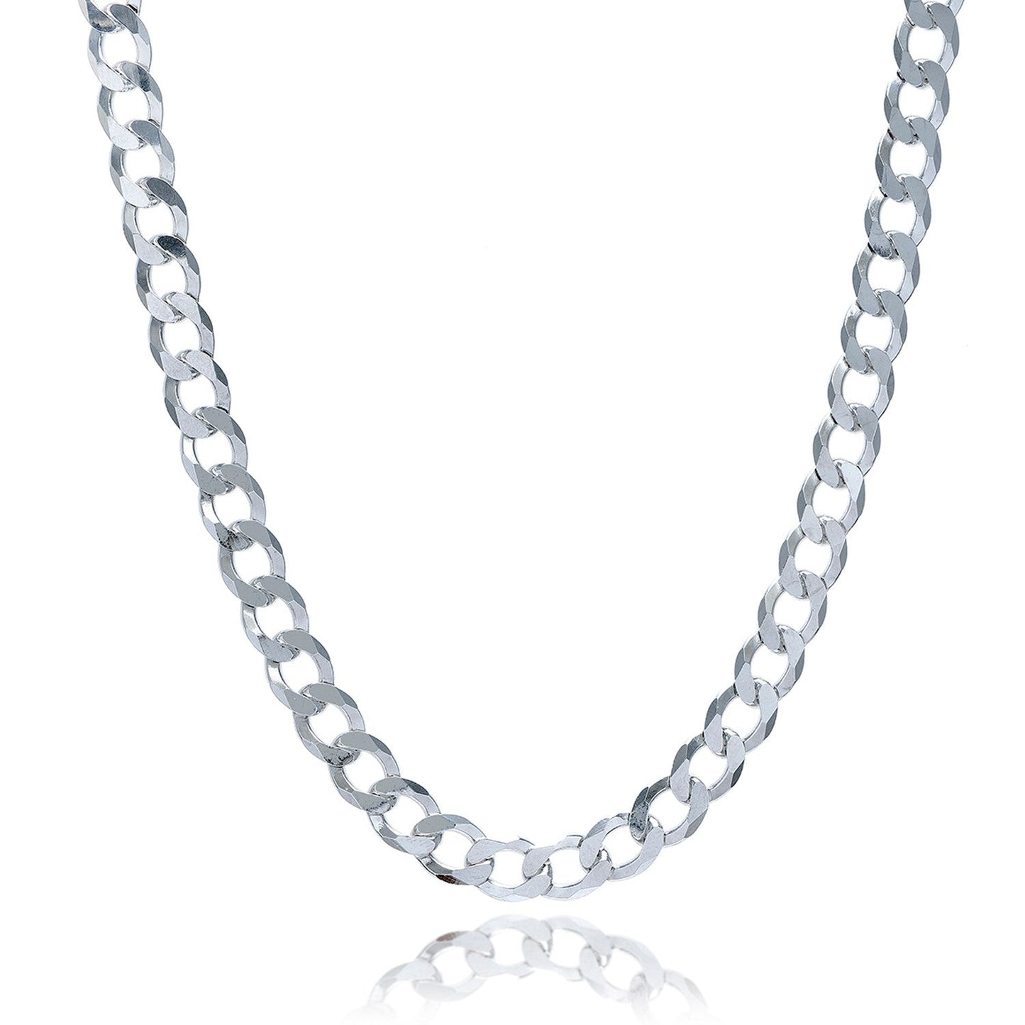Rhodium Plated 7.9mm Sterling Silver Curb Style Chain - ThisandThatShoppe