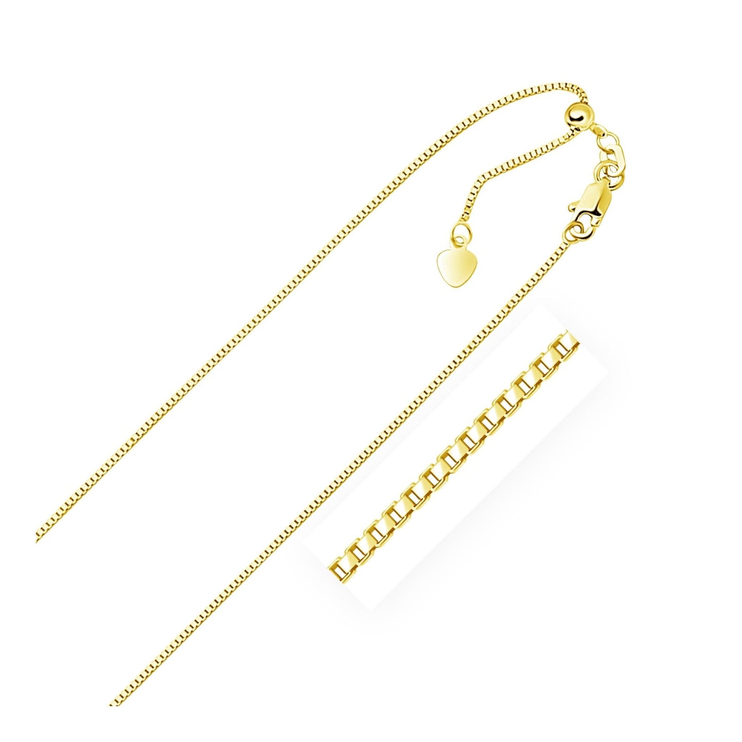 14k Yellow Gold Adjustable Box Chain (0.85 mm) - ThisandThatShoppe