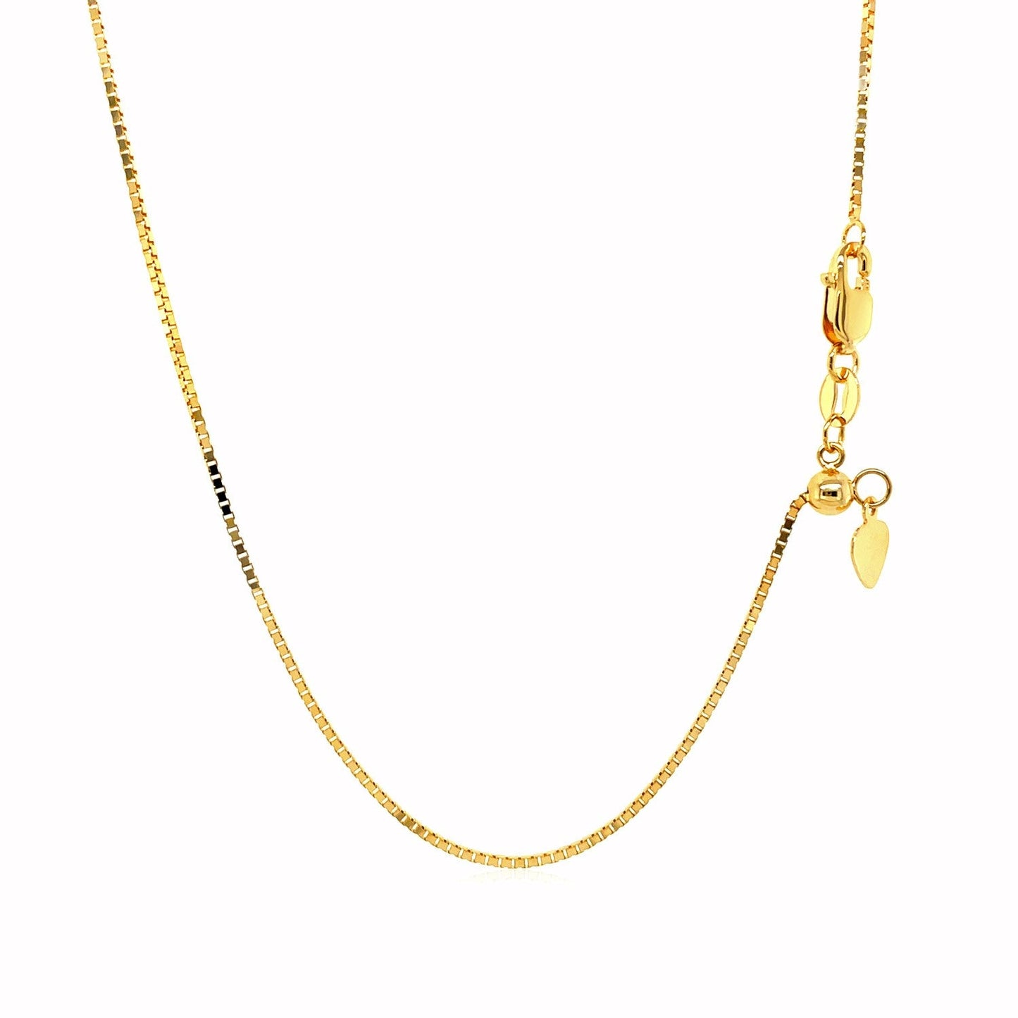 14k Yellow Gold Adjustable Box Chain 0.85mm - ThisandThatShoppe