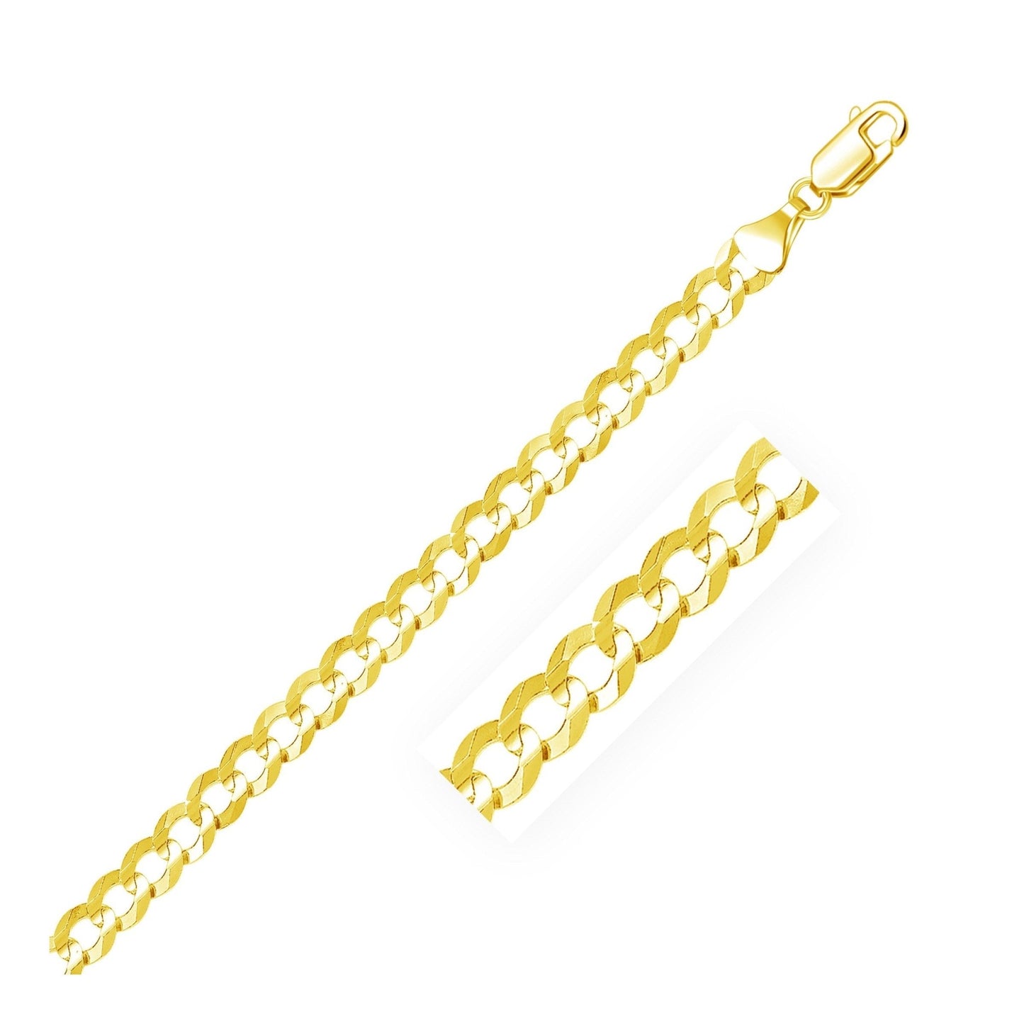 14k Yellow Gold Solid Curb Bracelet (7.00 mm) - ThisandThatShoppe