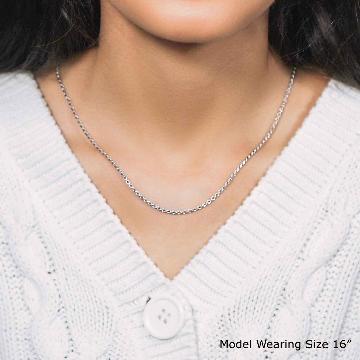 Sterling Silver 1.8mm Diamond Cut Rope Style Chain - ThisandThatShoppe