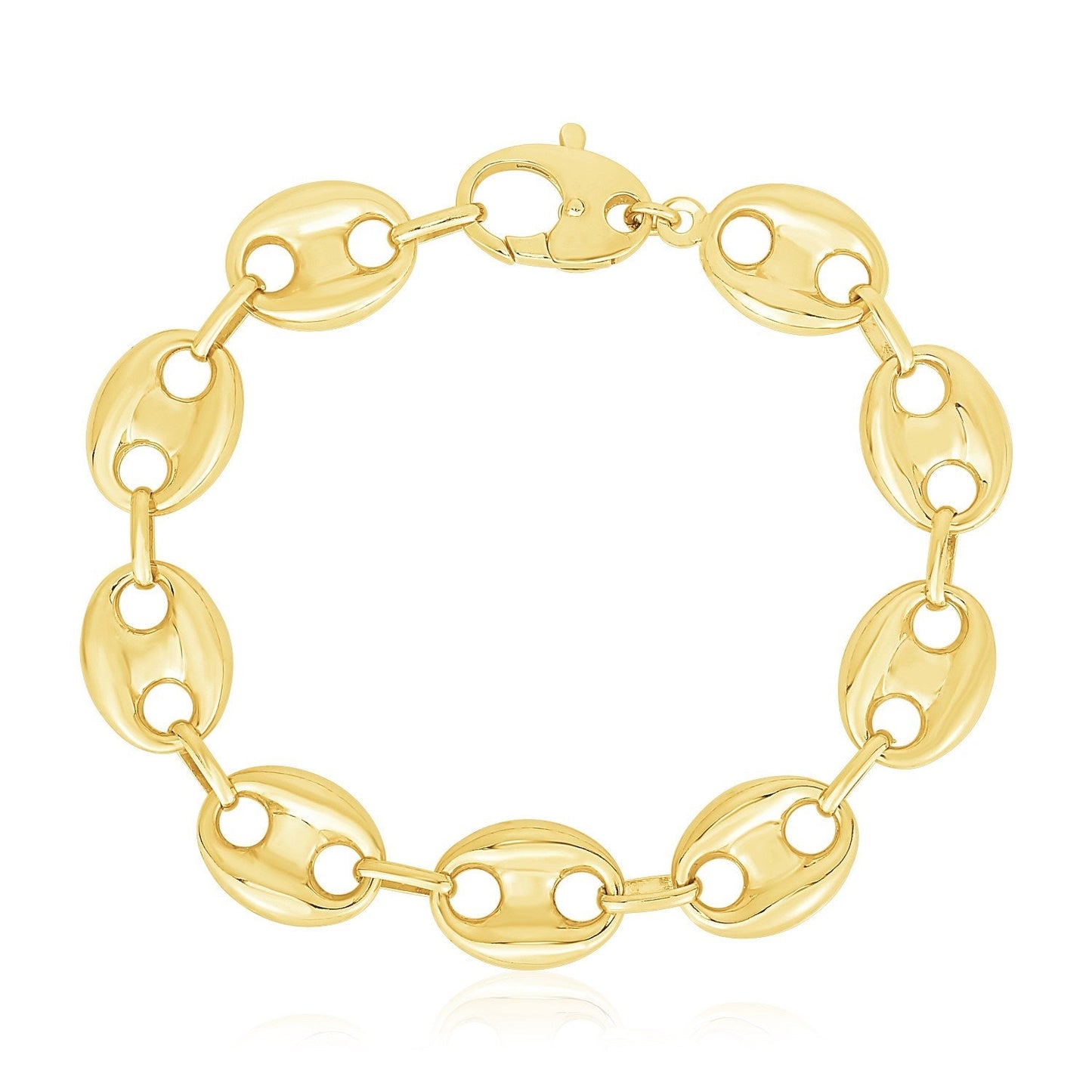 Bracelet en maillons marins gonflés, or jaune 14 carats, finition polie (15,00 mm)