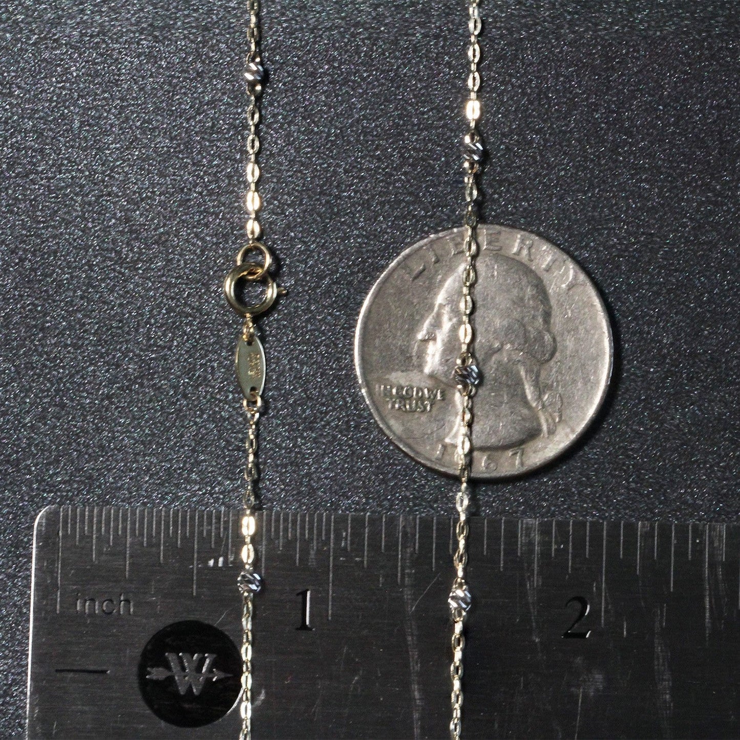 Diamond Cut Bead Links Pendant Chain in Two Tone Gold (3.50 mm) - ThisandThatShoppe