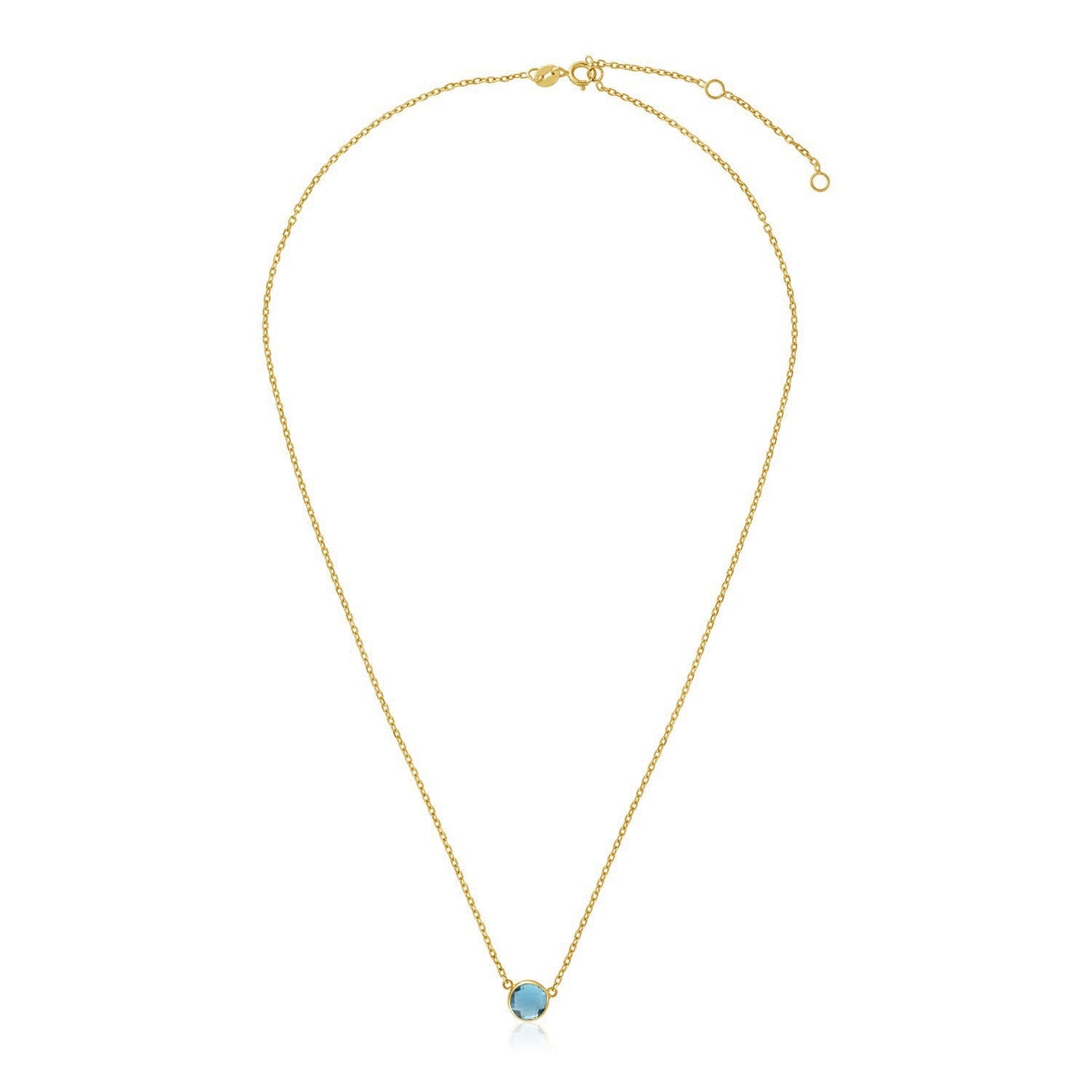 14k Gelbgold 17 Zoll Halskette mit rundem Blautopas