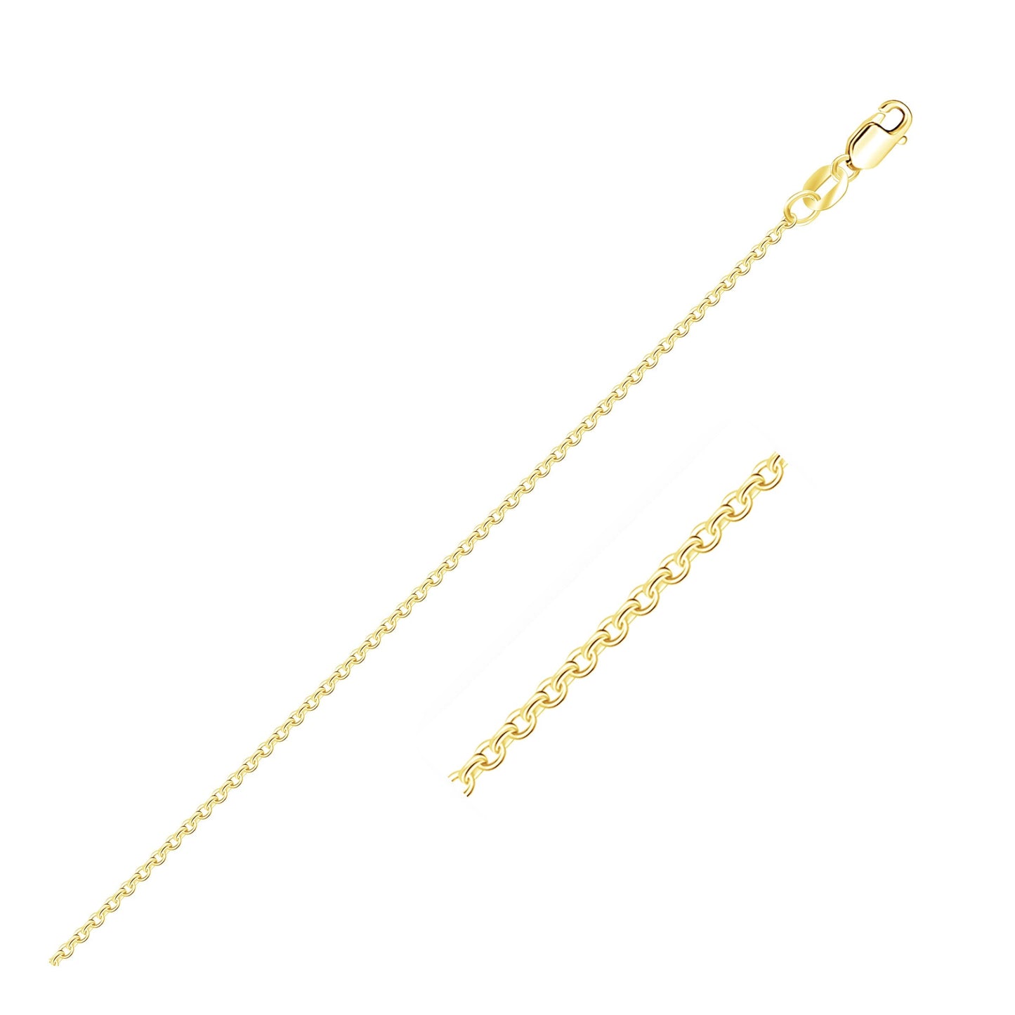 14k Yellow Gold Diamond Cut Cable Link Chain 1.1 mm - ThisandThatShoppe