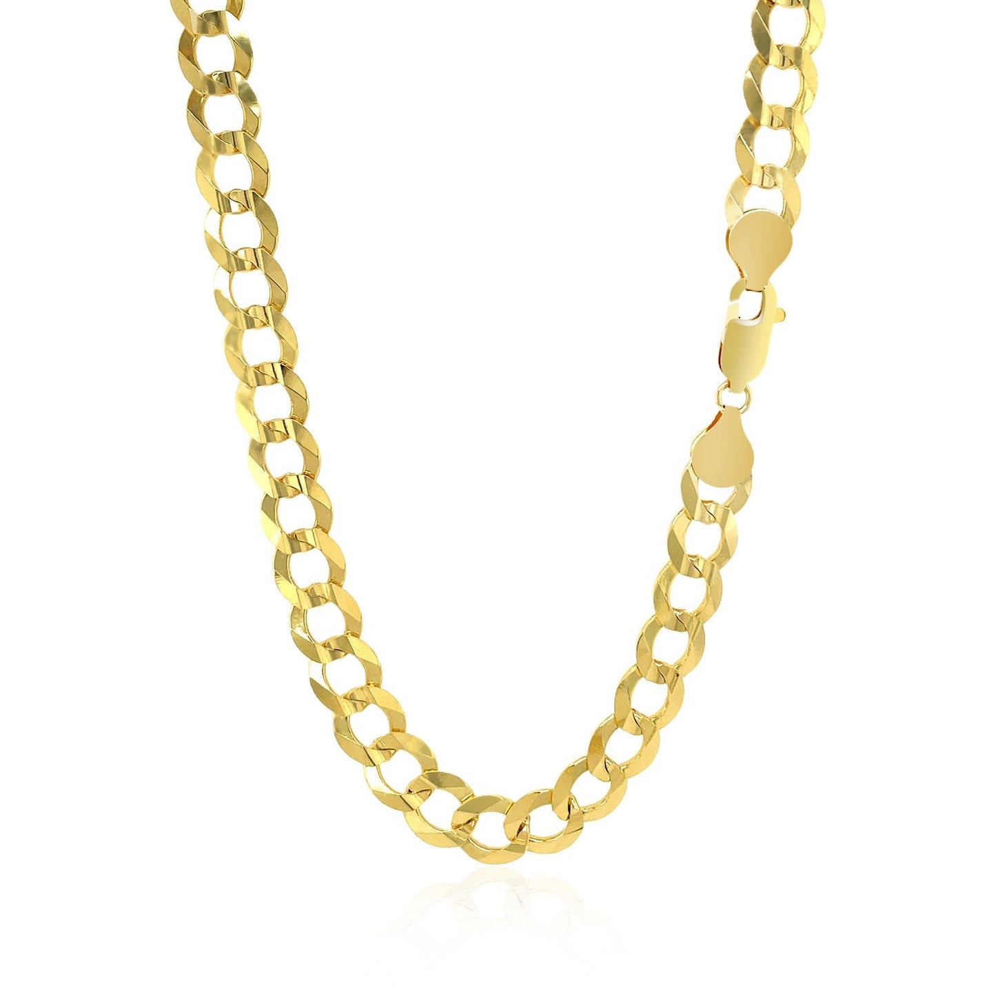 14k Yellow Gold Solid Curb Chain (7.00 mm) - ThisandThatShoppe