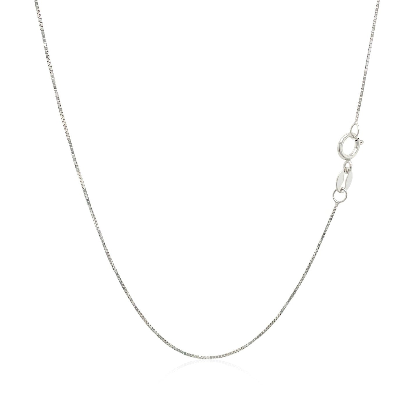 10k White Gold Classic Box Chain 0.45mm - ThisandThatShoppe