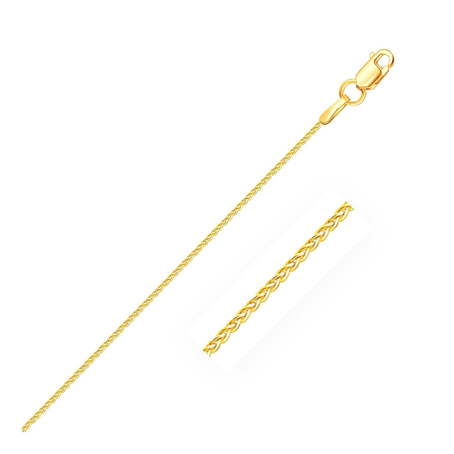 14k Yellow Gold Round Wheat Chain 1.0mm - ThisandThatShoppe