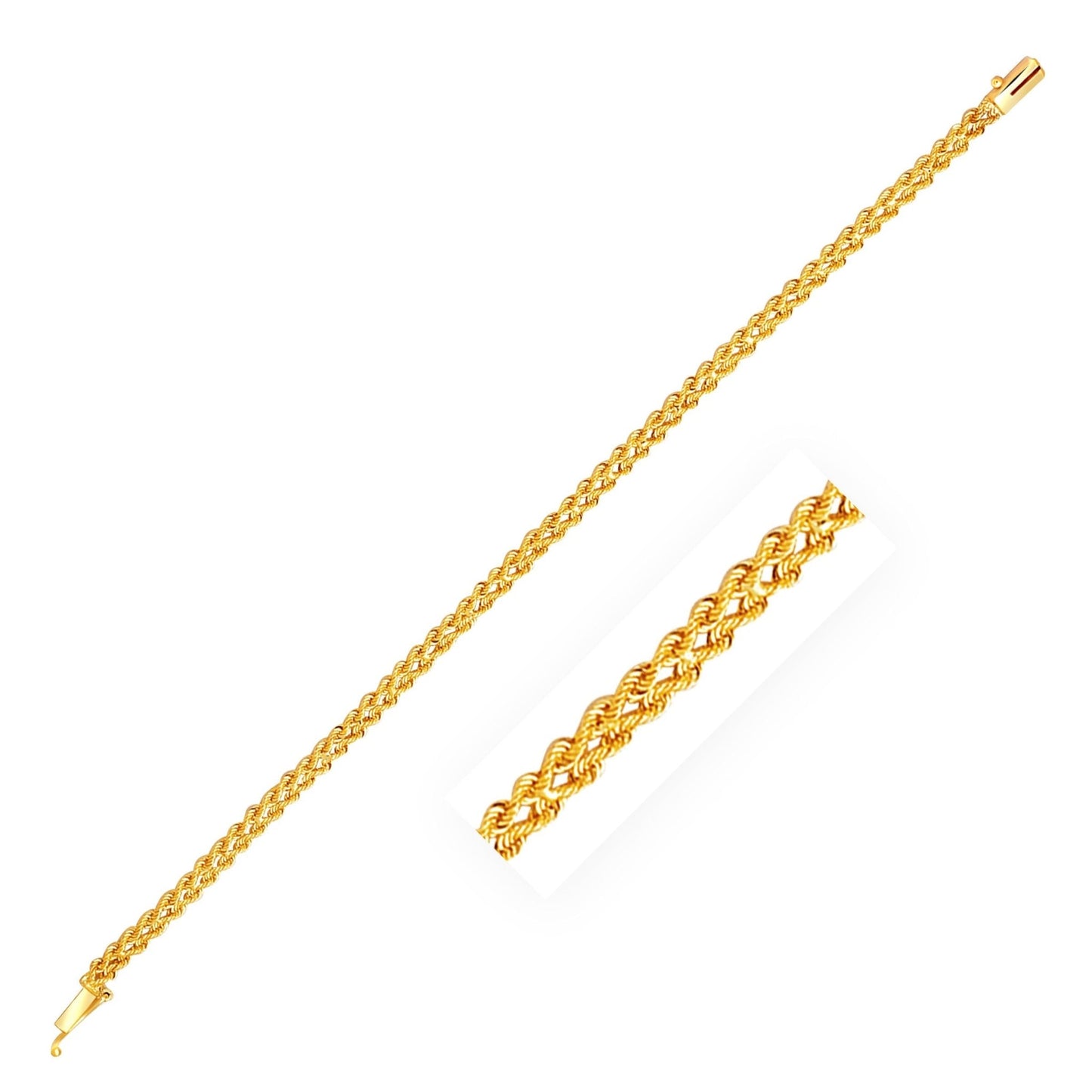 4.0 mm 14k Yellow Gold Two Row Rope Bracelet - ThisandThatShoppe