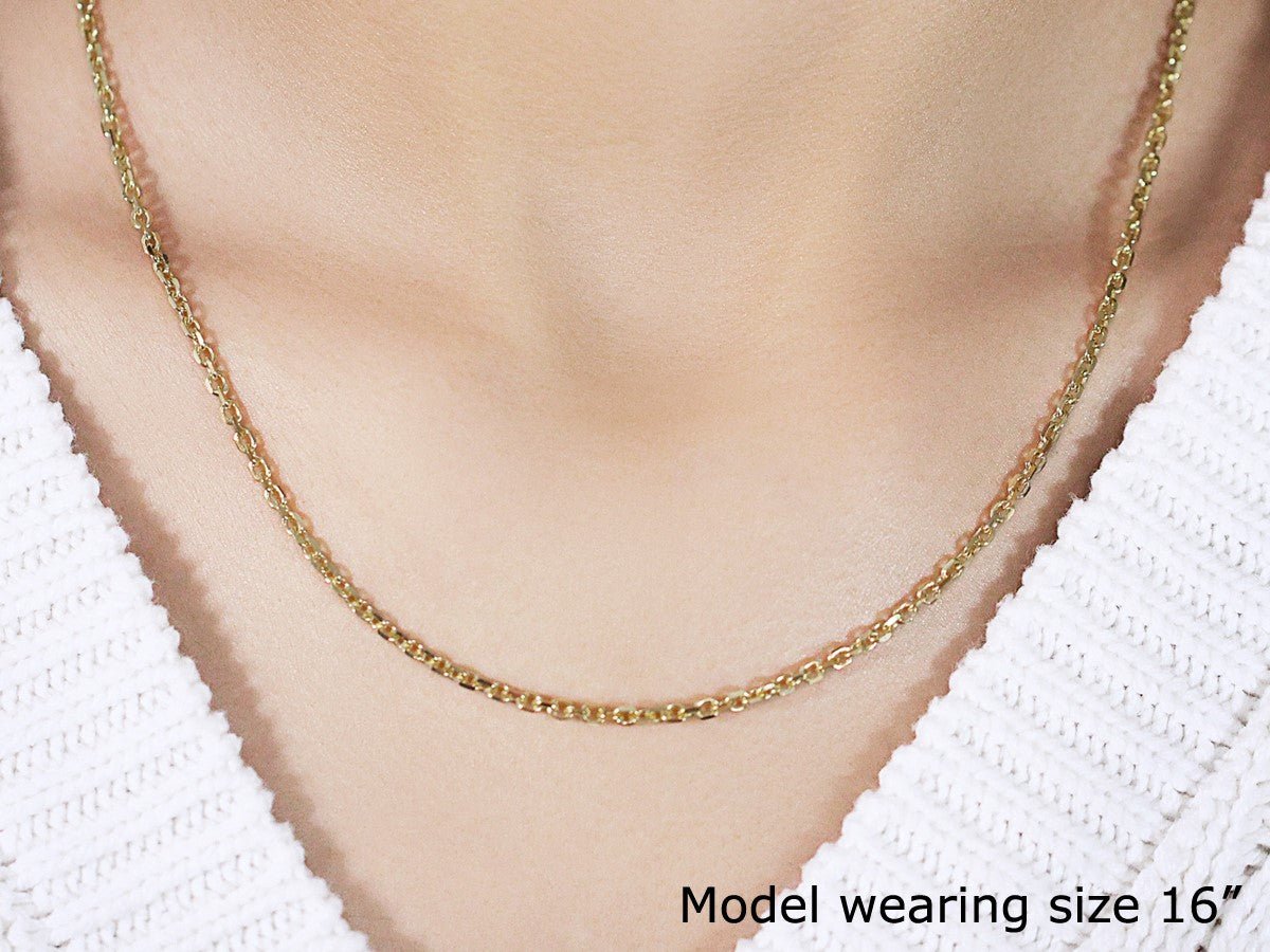 14k Yellow Gold Diamond Cut Cable Link Chain (2.60 mm) - ThisandThatShoppe