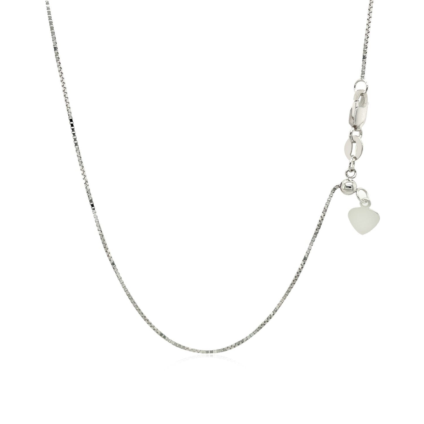 14k White Gold Adjustable Box Chain (0.70 mm) - ThisandThatShoppe