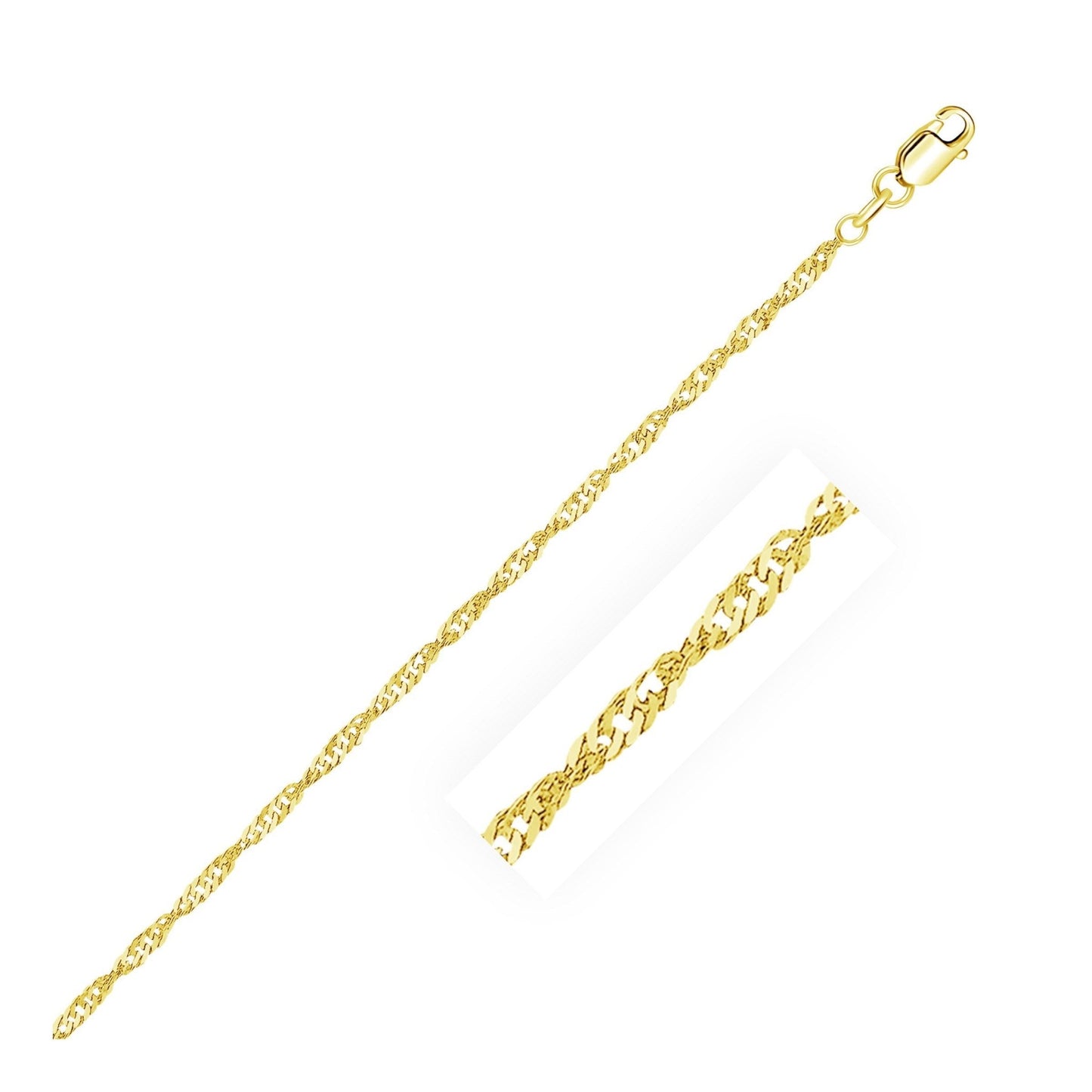 2.1mm 14k Yellow Gold Singapore Bracelet - ThisandThatShoppe