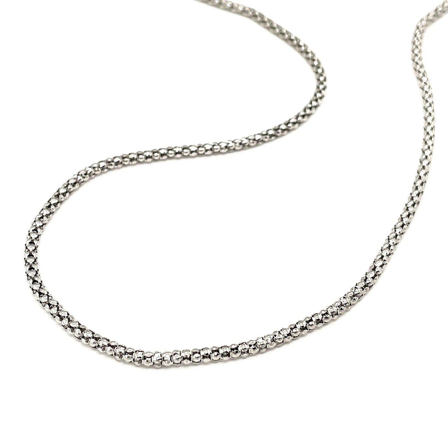 Rhodium Plated 2.5mm Sterling Silver Popcorn Style Chain (2.50 mm) - ThisandThatShoppe
