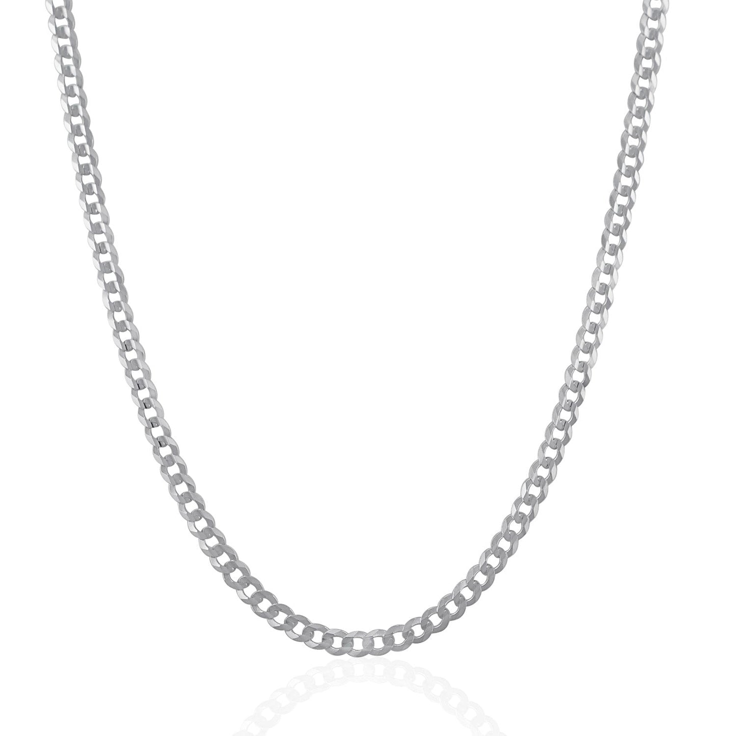 14k White Gold Solid Curb Chain (3.60 mm) - ThisandThatShoppe