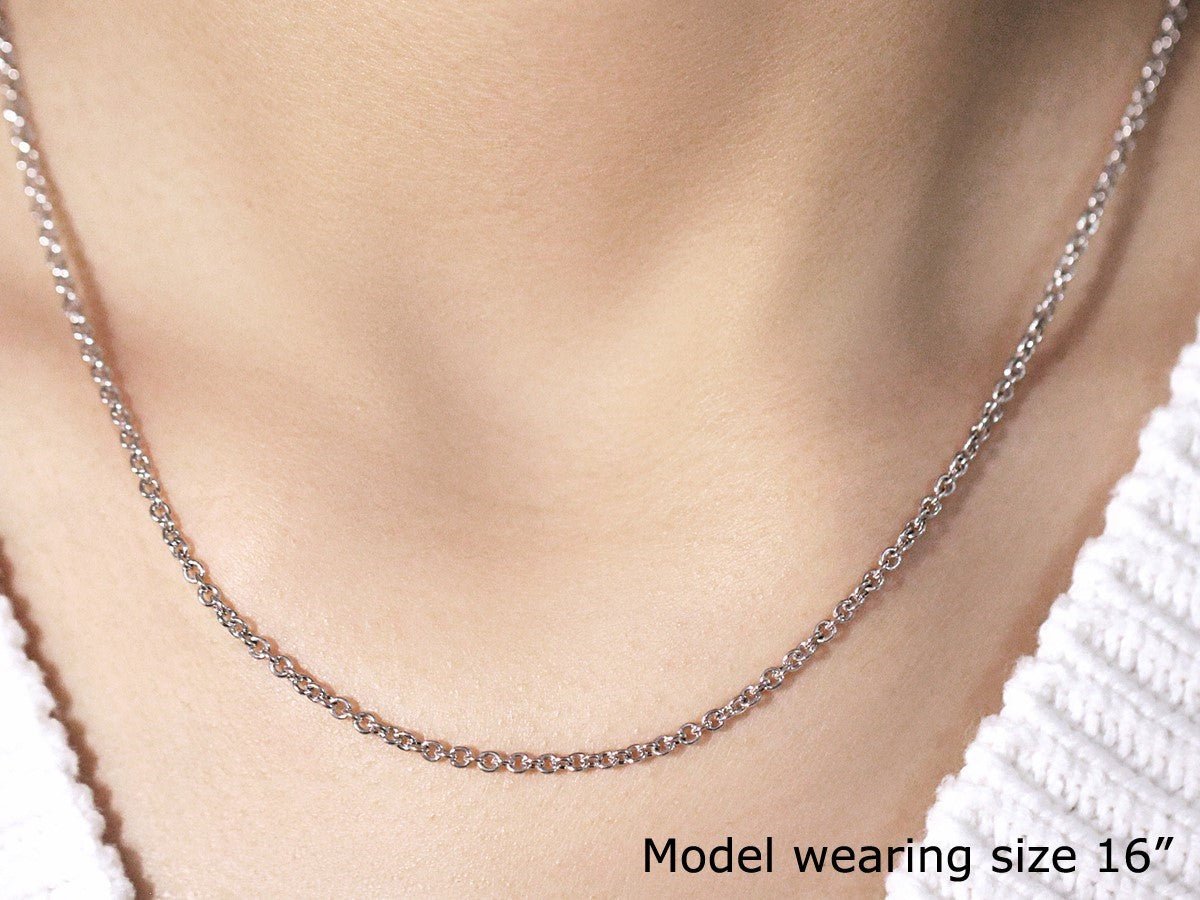 14k White Gold Forsantina Lite Cable Link Chain (2.30 mm) - ThisandThatShoppe