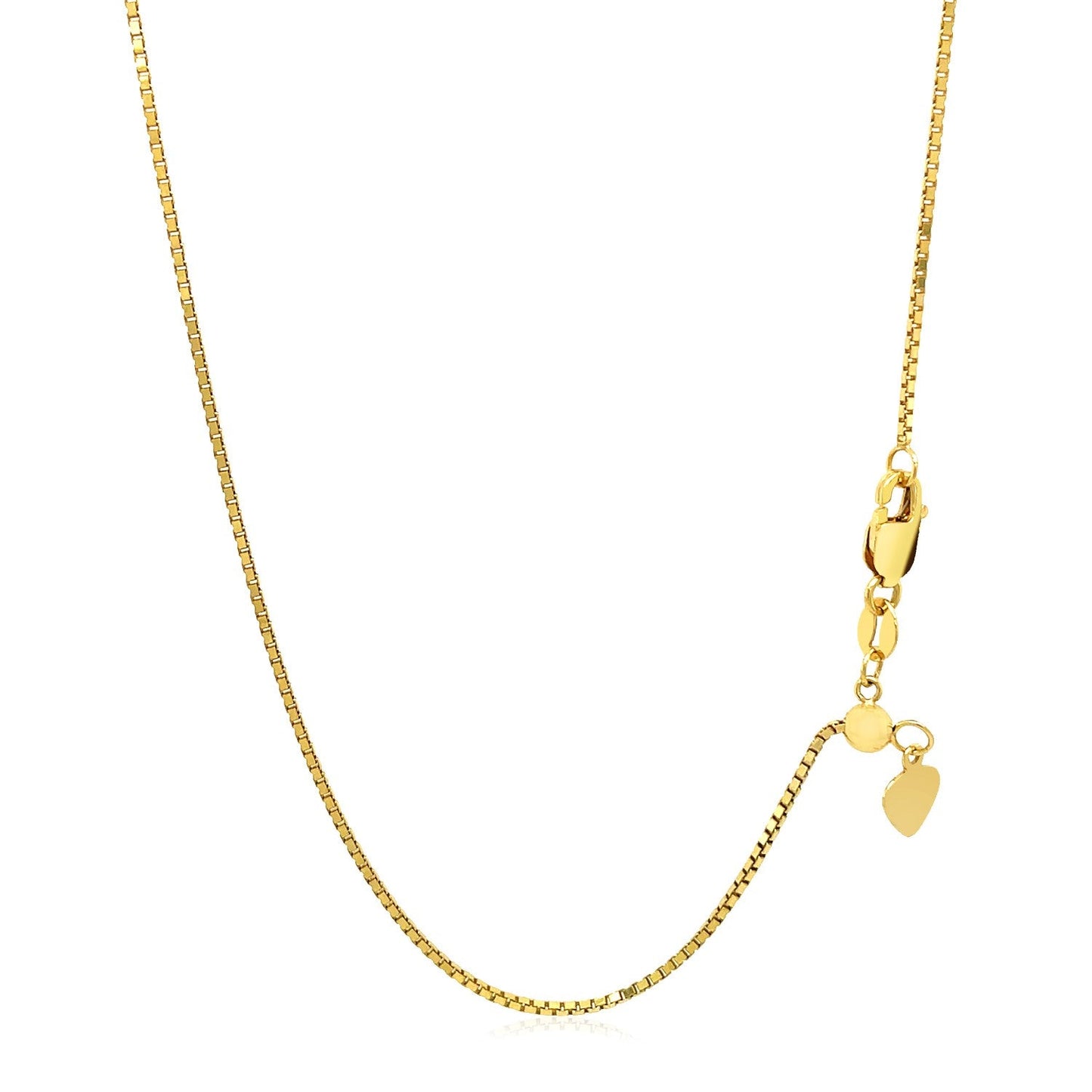 14k Yellow Gold Adjustable Box Chain (1.10 mm) - ThisandThatShoppe
