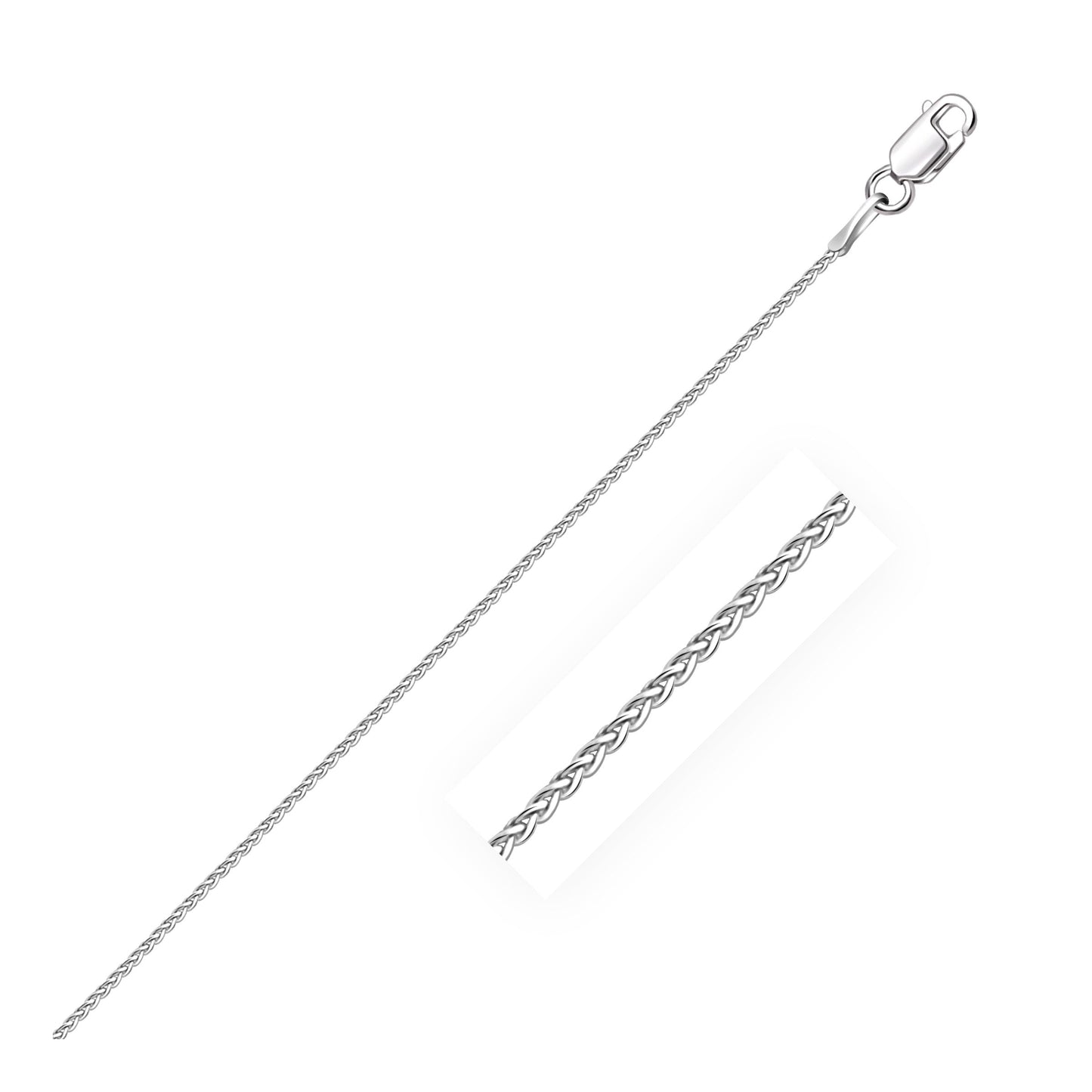 14k White Gold Diamond Cut Round Wheat Chain 1.0mm - ThisandThatShoppe