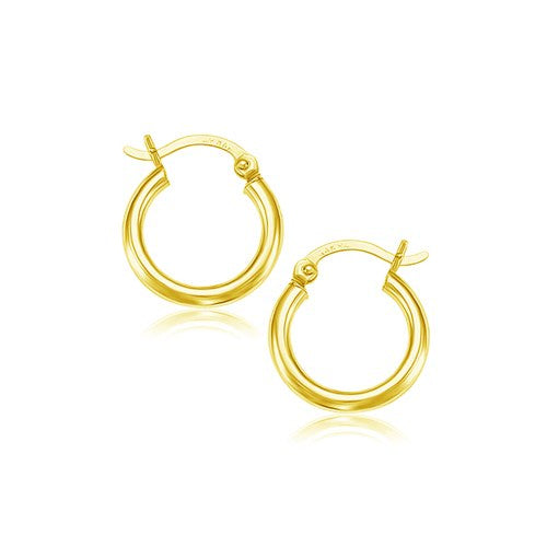 Boucles d'oreilles créoles polies en or jaune 14 carats (2x15mm)