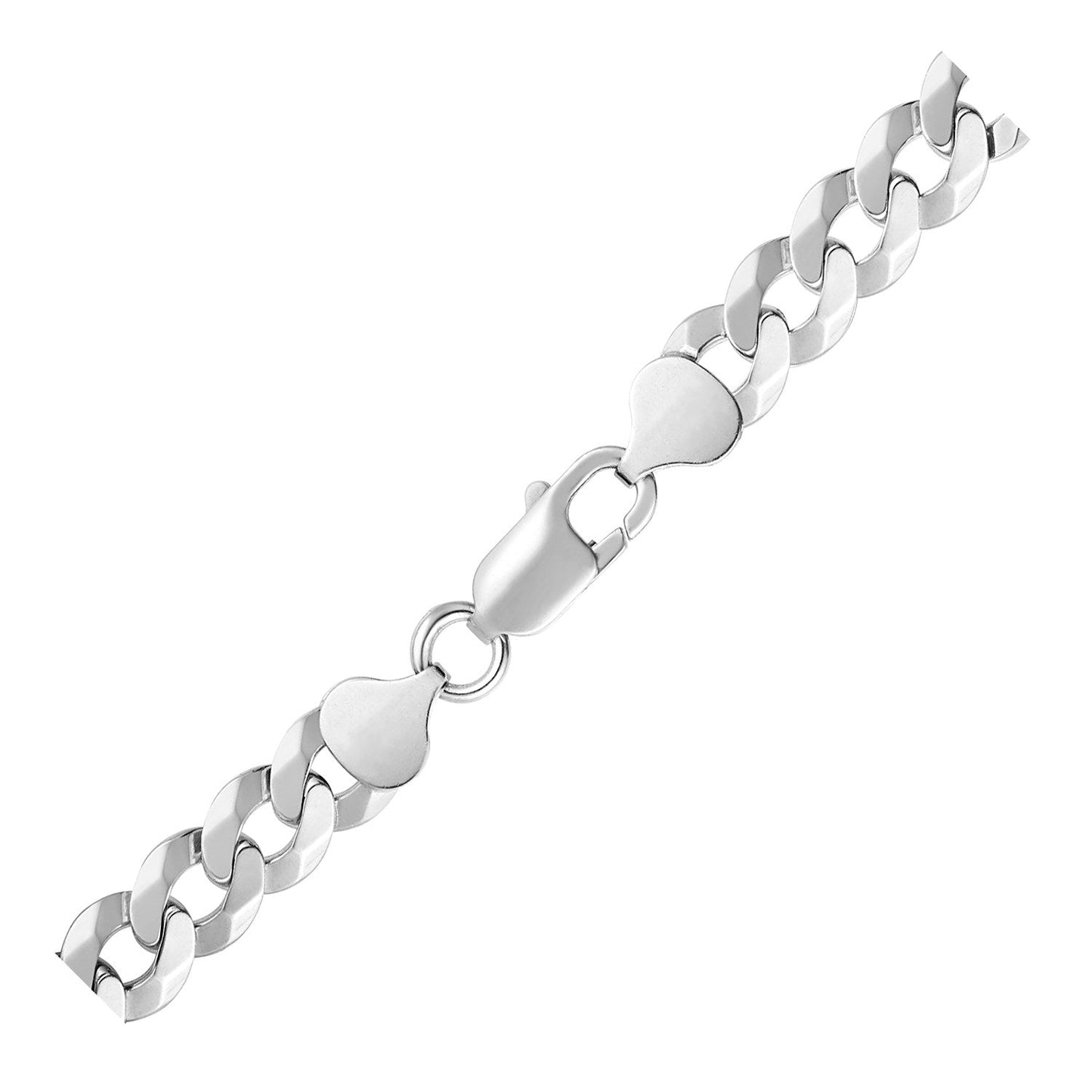 Rhodium Plated 8.4mm Sterling Silver Curb Style Chain - ThisandThatShoppe