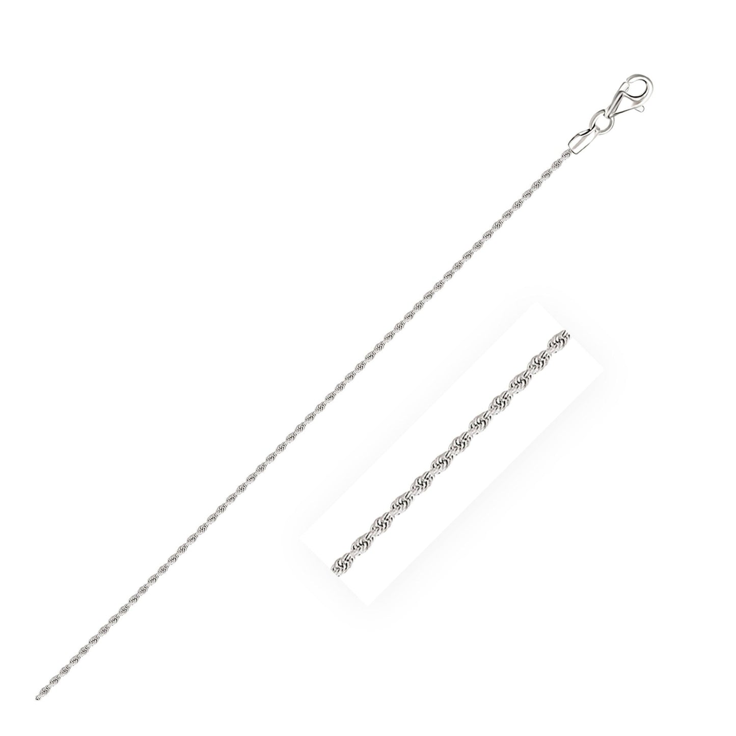 14k White Gold Solid Diamond Cut Rope Bracelet 1.5mm - ThisandThatShoppe