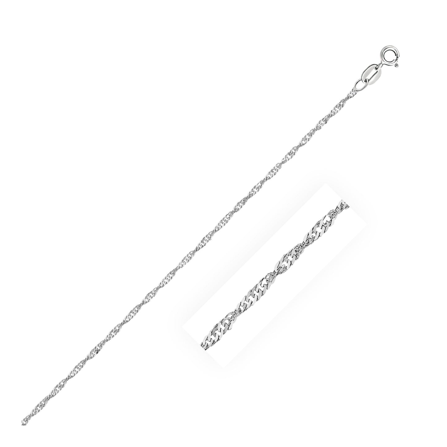 14k White Gold Singapore Anklet 1.5mm - ThisandThatShoppe