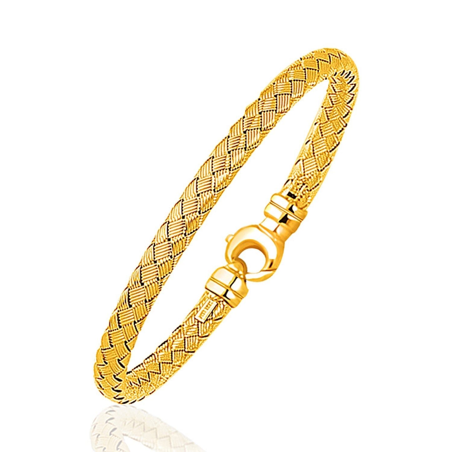 Fancy Weave Bangle in 14k Yellow Gold (5.0mm) - ThisandThatShoppe