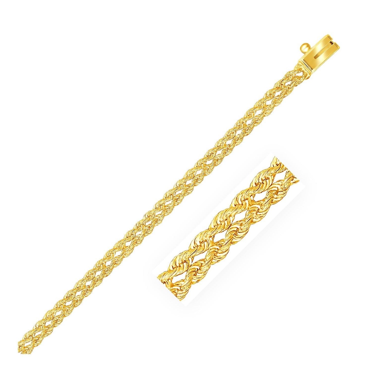 3.0 mm 14k Yellow Gold Two Row Rope Bracelet - ThisandThatShoppe