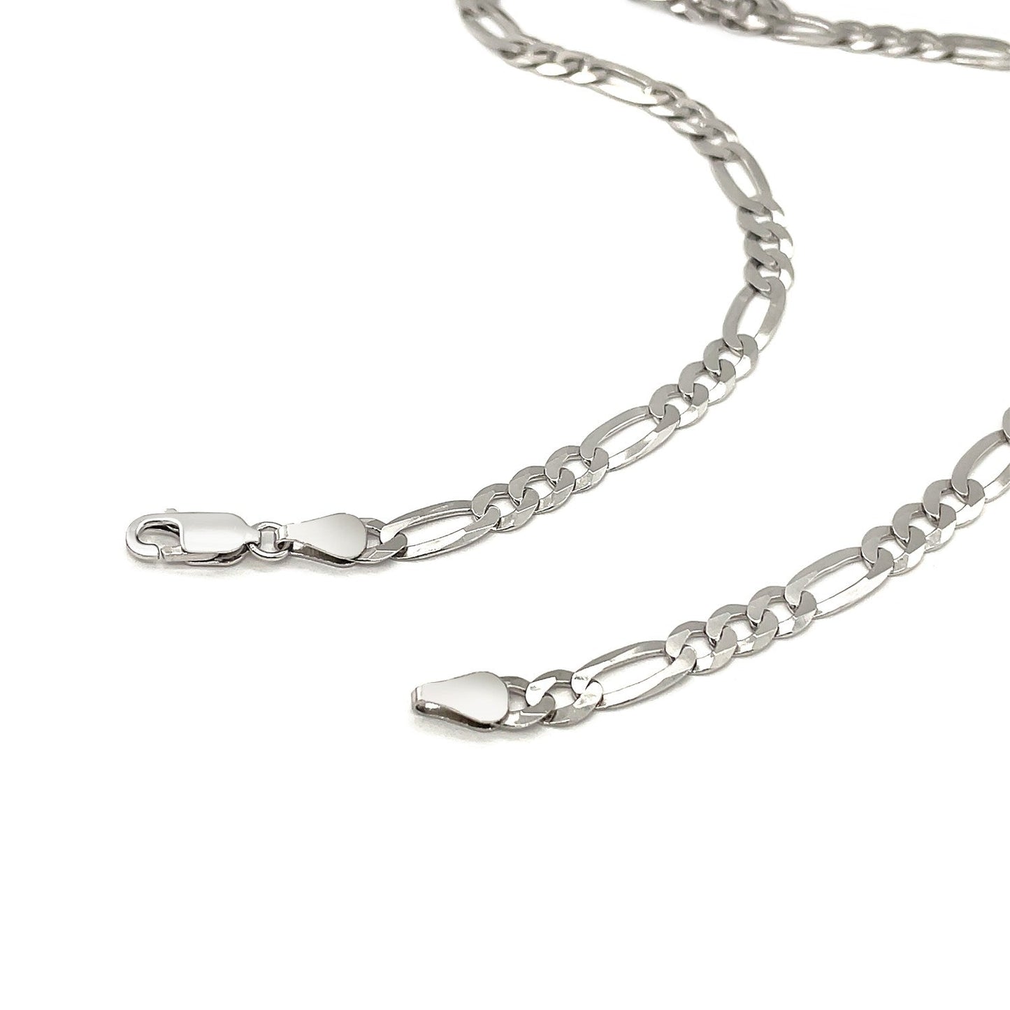 Rhodium Plated Sterling Silver Figaro Style Chain (5.40 mm) - ThisandThatShoppe