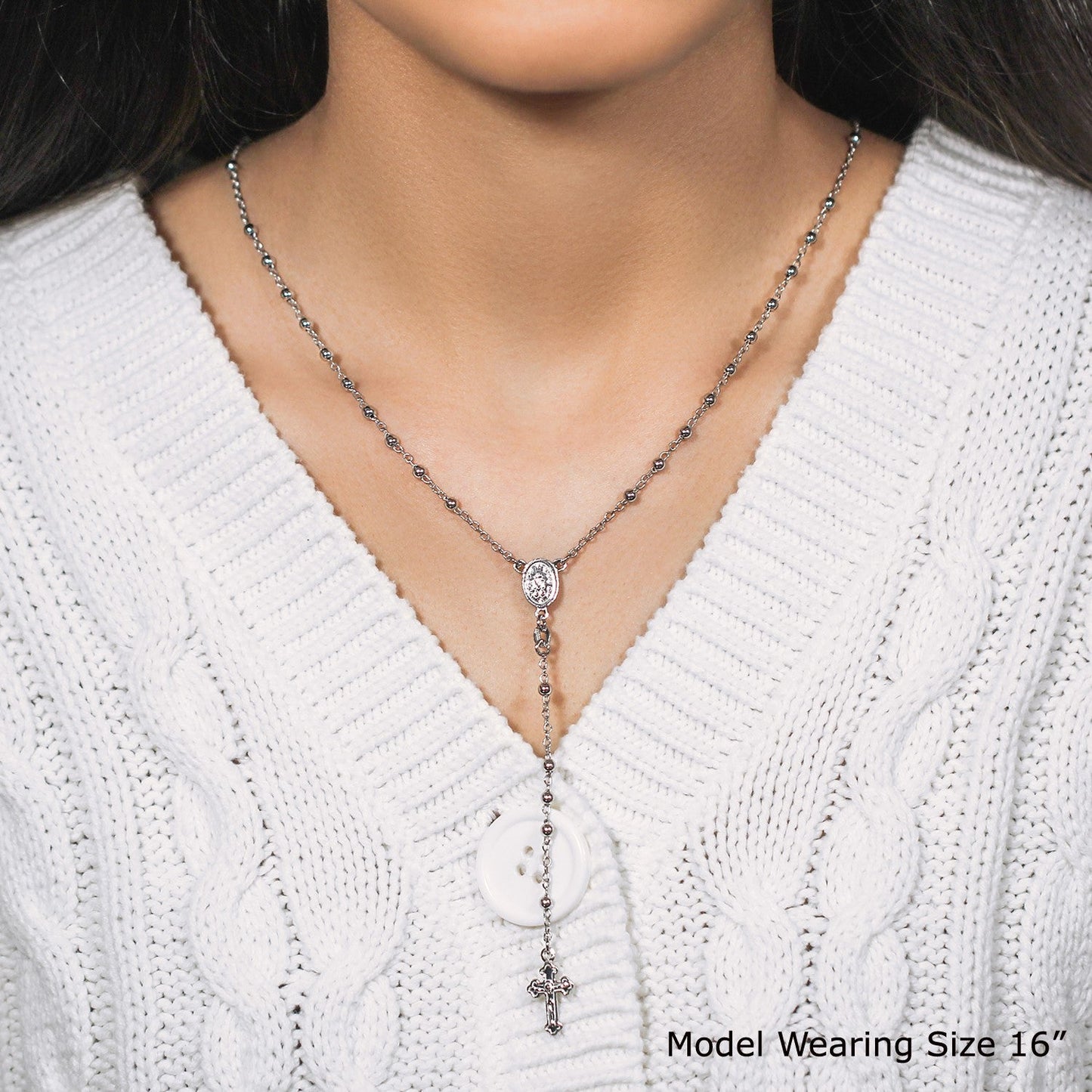 Fine Rosary Chain and Bead Necklace in Sterling Silver - ThisandThatShoppe