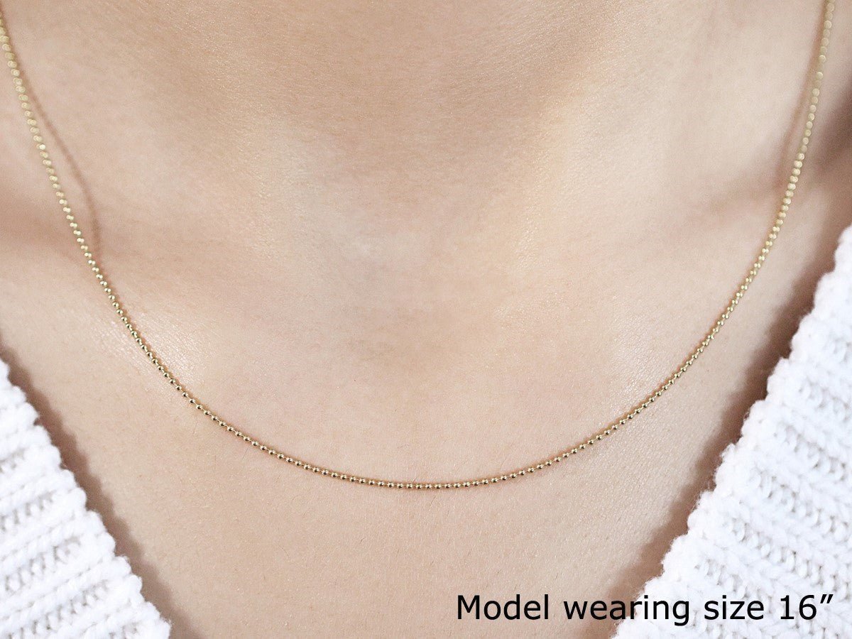 14k Yellow Gold Bead Chain 1.0mm (1.00 mm) - ThisandThatShoppe