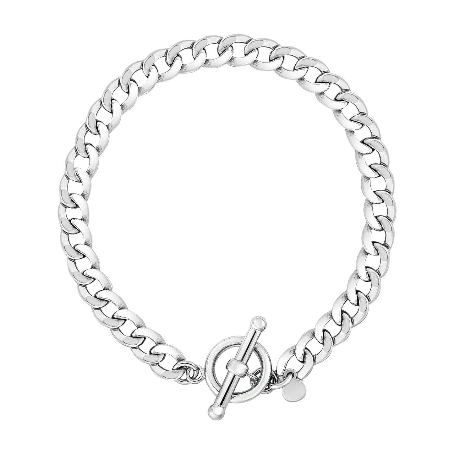Bracelet à maillons larges poli en argent sterling avec fermoir toggle