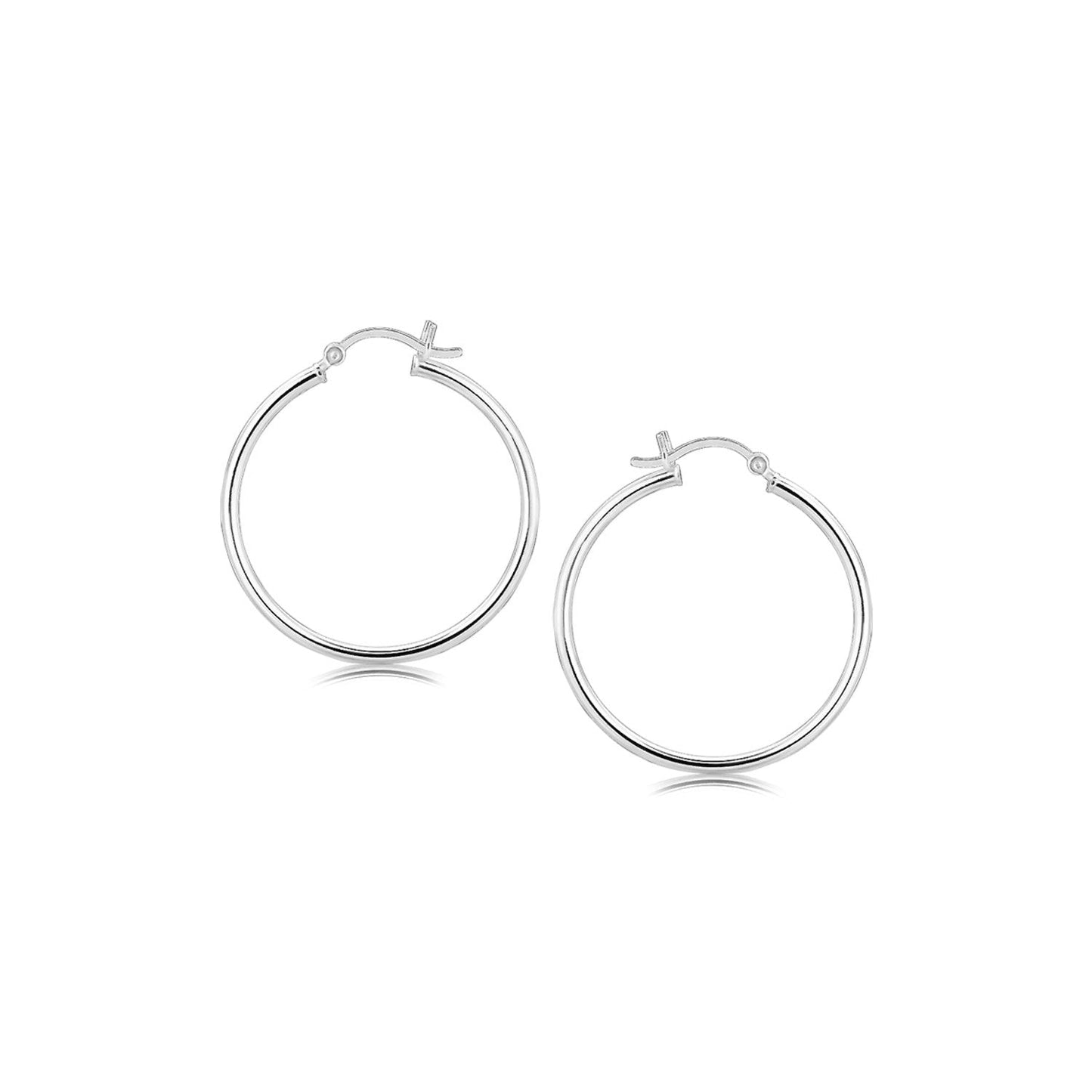 Ohrringe, Kreolen, Sterling-Silber, poliert, schlank, rhodiniert (30 mm)