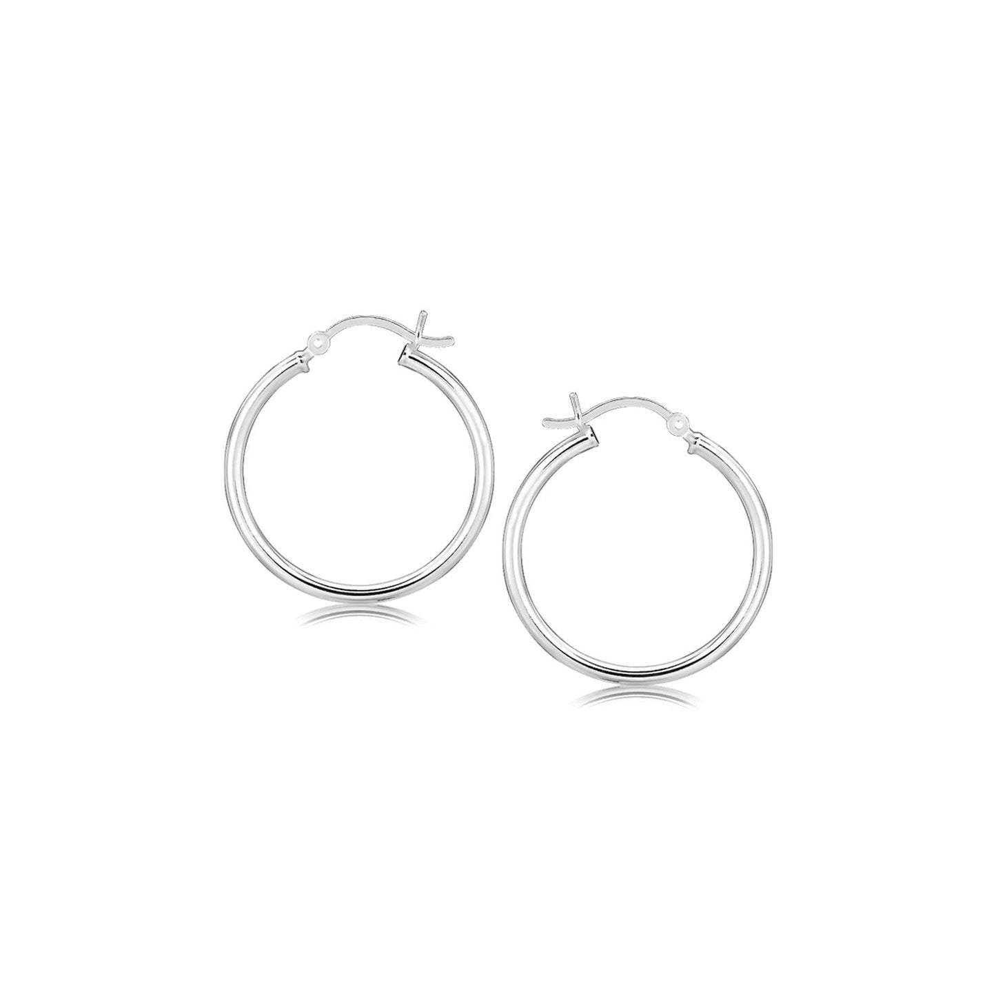 Ohrringe aus Sterlingsilber, rhodiniert, mit dünnem und poliertem Reifenmotiv (25 mm)