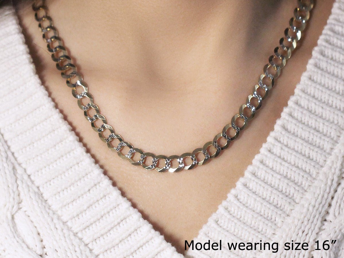 14k Two Tone Gold Pave Curb Chain (8.30 mm) - ThisandThatShoppe