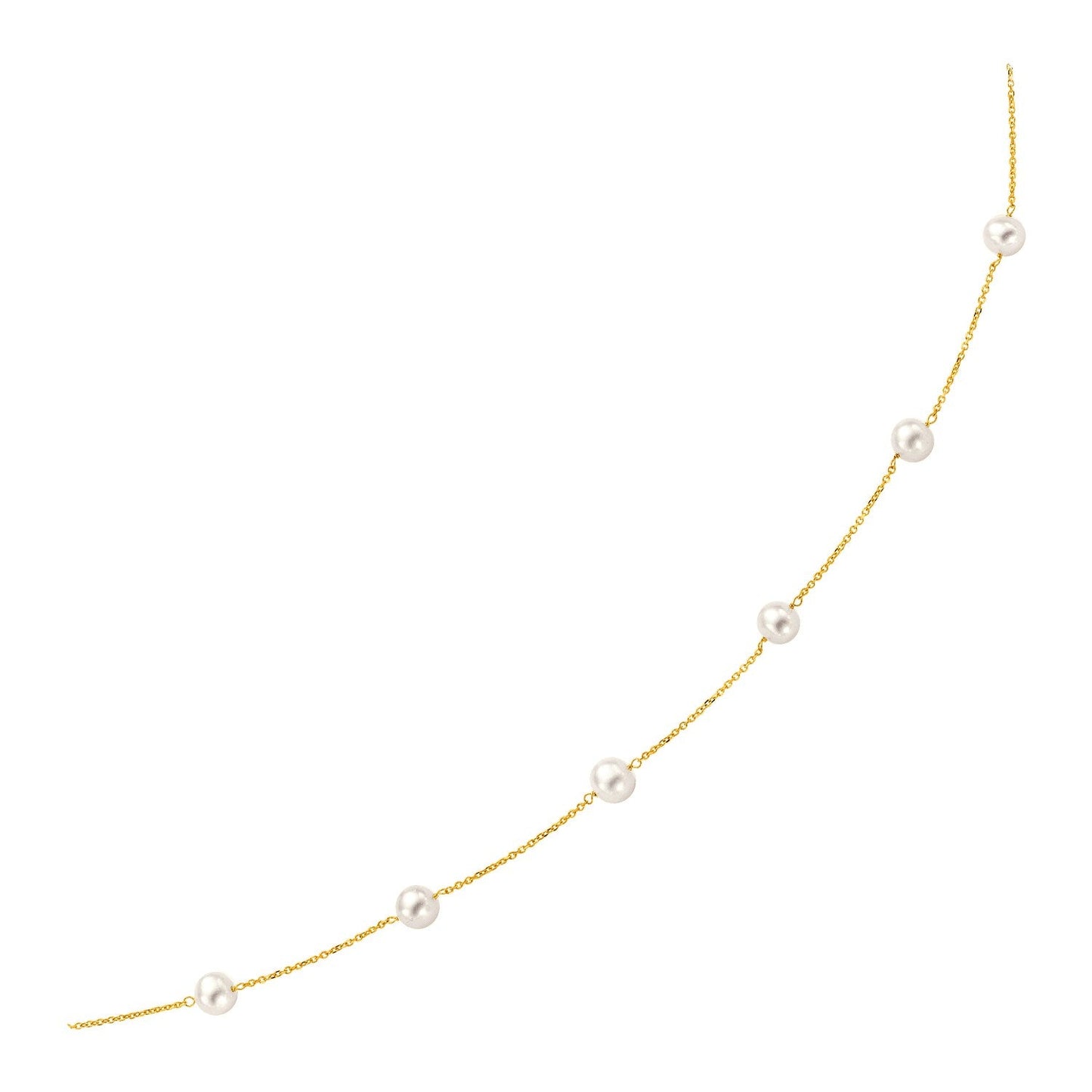 14k Yellow Gold Necklace with White Pearls - ThisandThatShoppe