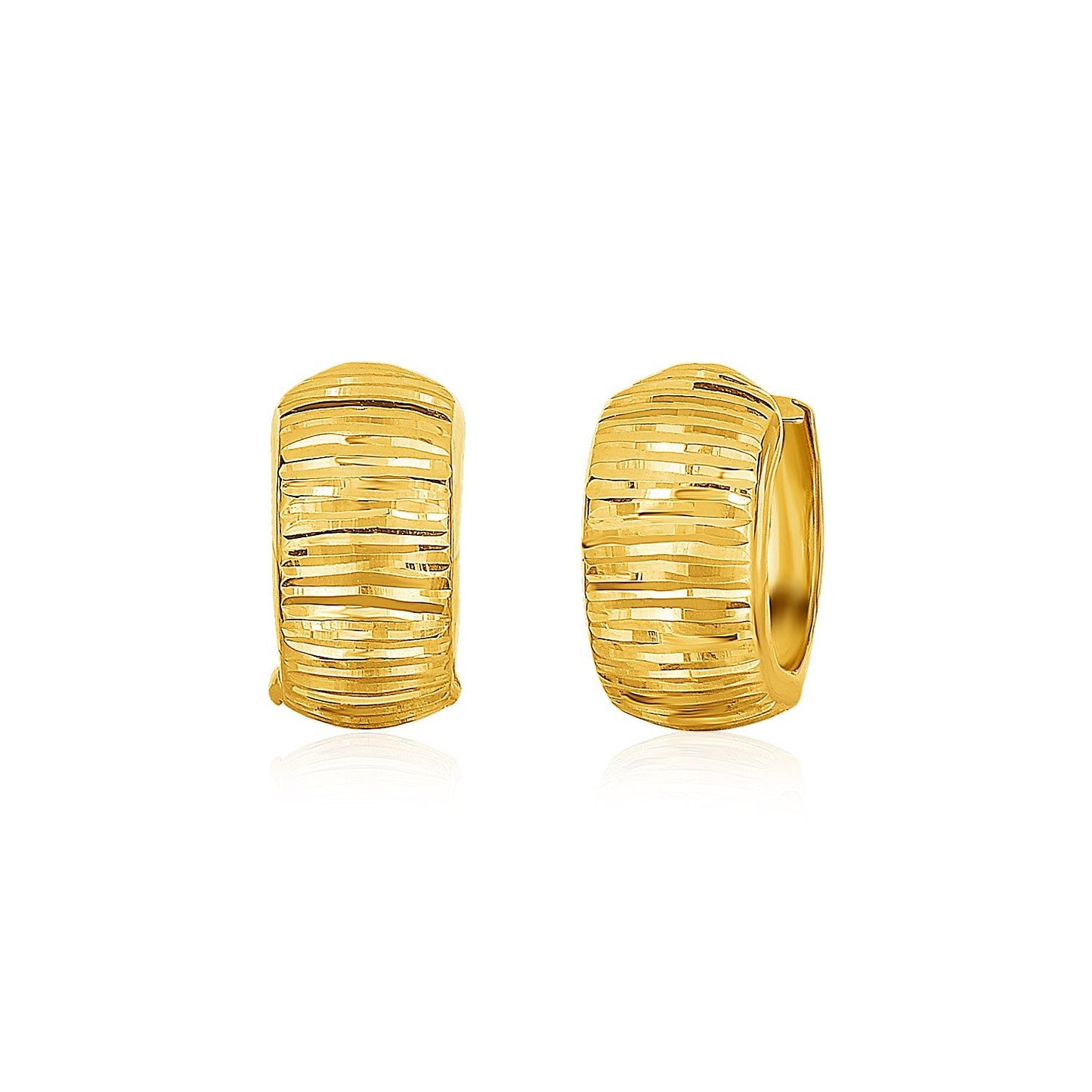 14 Karat Gelbgold Creolen mit Diamantschliff-Design
