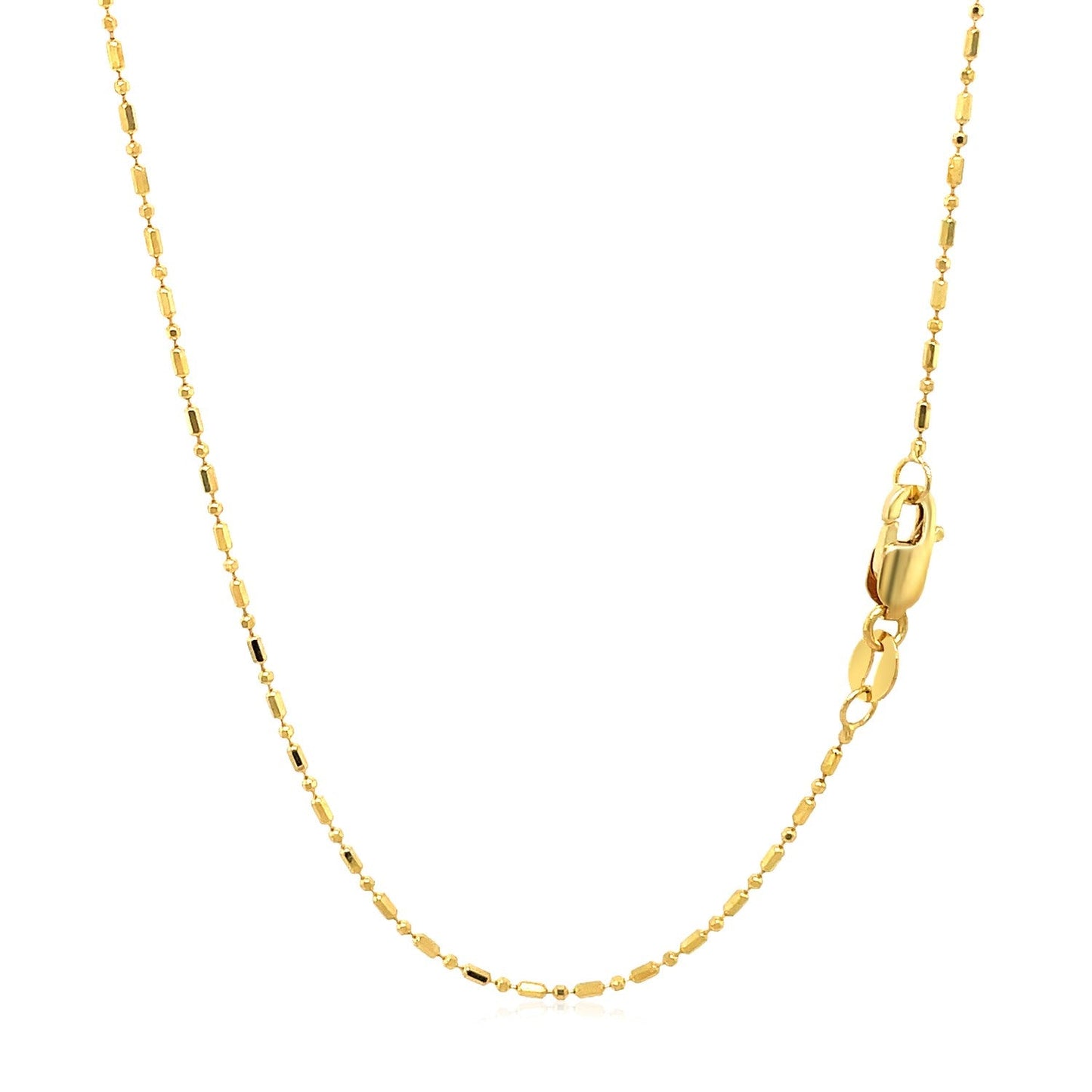 14k Yellow Gold Diamond-Cut Bead Chain (0.90 mm) - ThisandThatShoppe