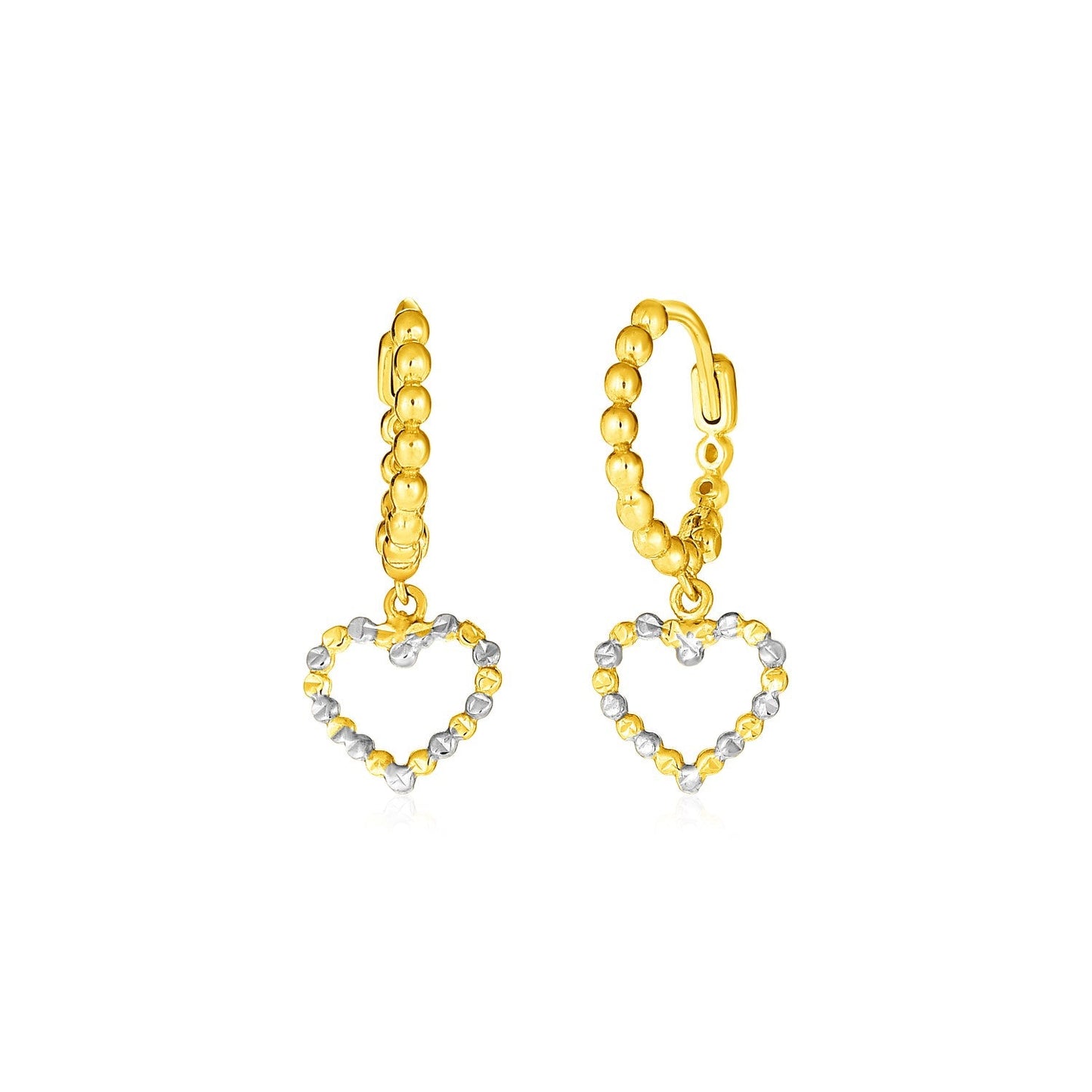 14K zweifarbige Gold-Creolen mit Herzen