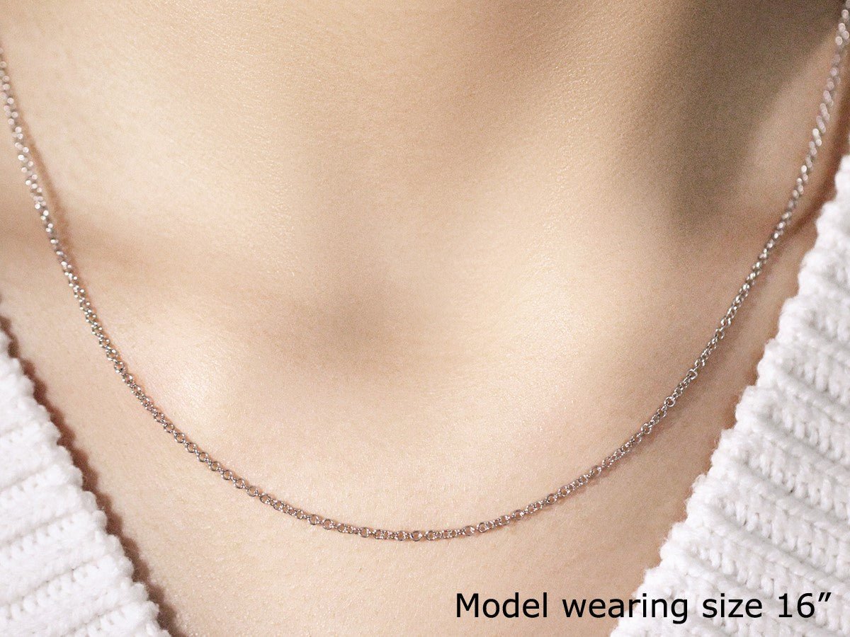 14k White Gold Round Cable Link Chain (1.50 mm) - ThisandThatShoppe